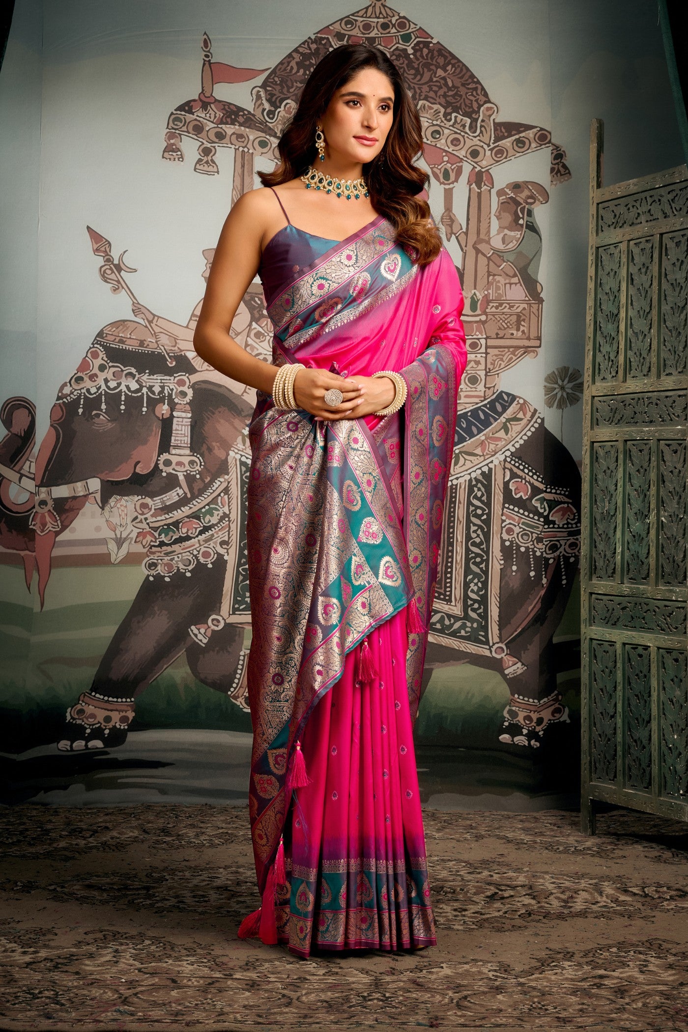 Buy MySilkLove Mauvelous Pink Banarasi Soft Silk Saree Online