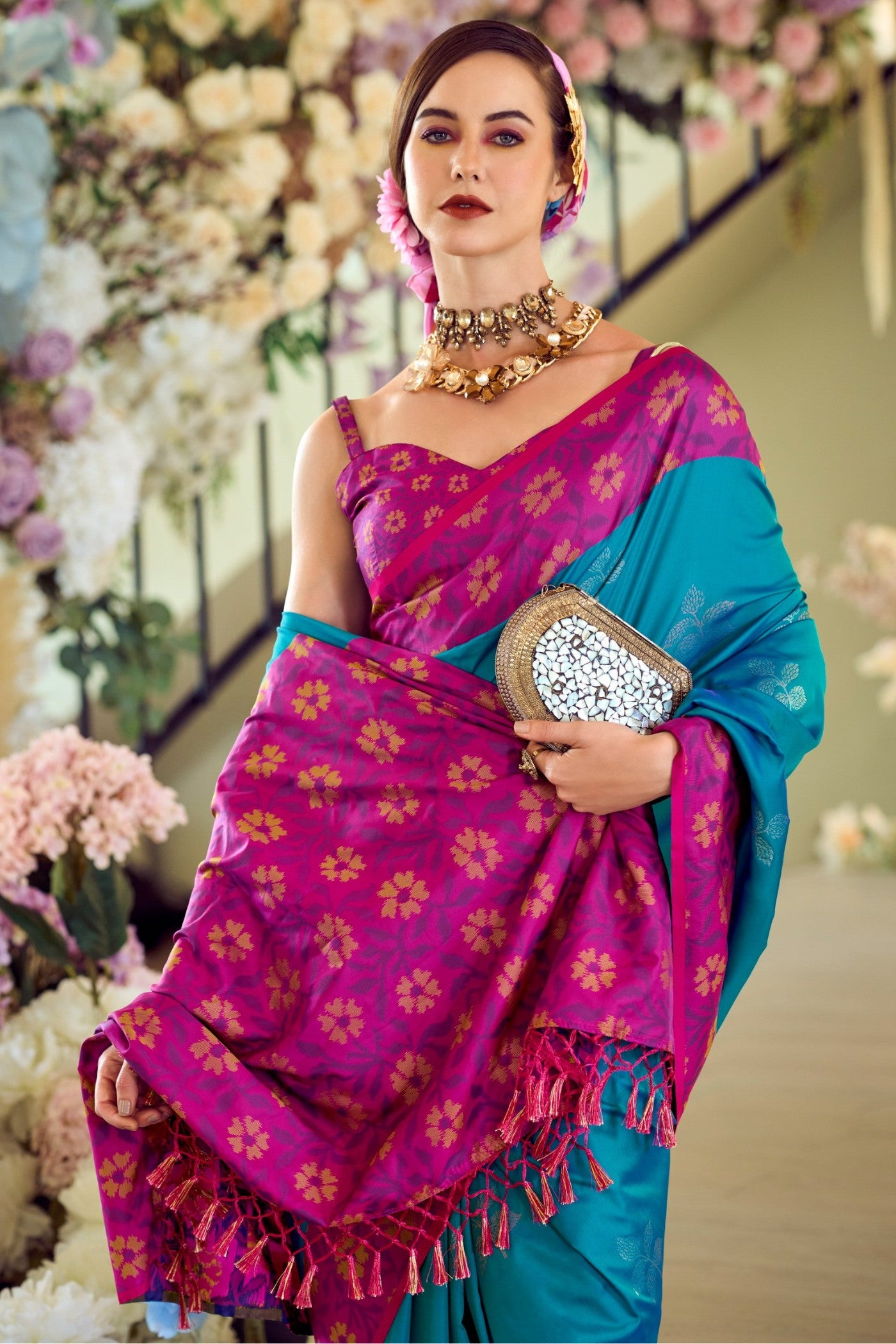 Buy MySilkLove Chathams Blue Woven Banarasi Saree Online