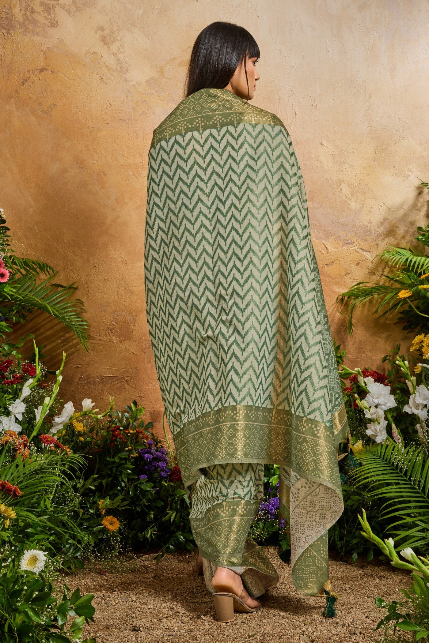 Buy MySilkLove Fern Green Cotton Handloom Patola Saree Online