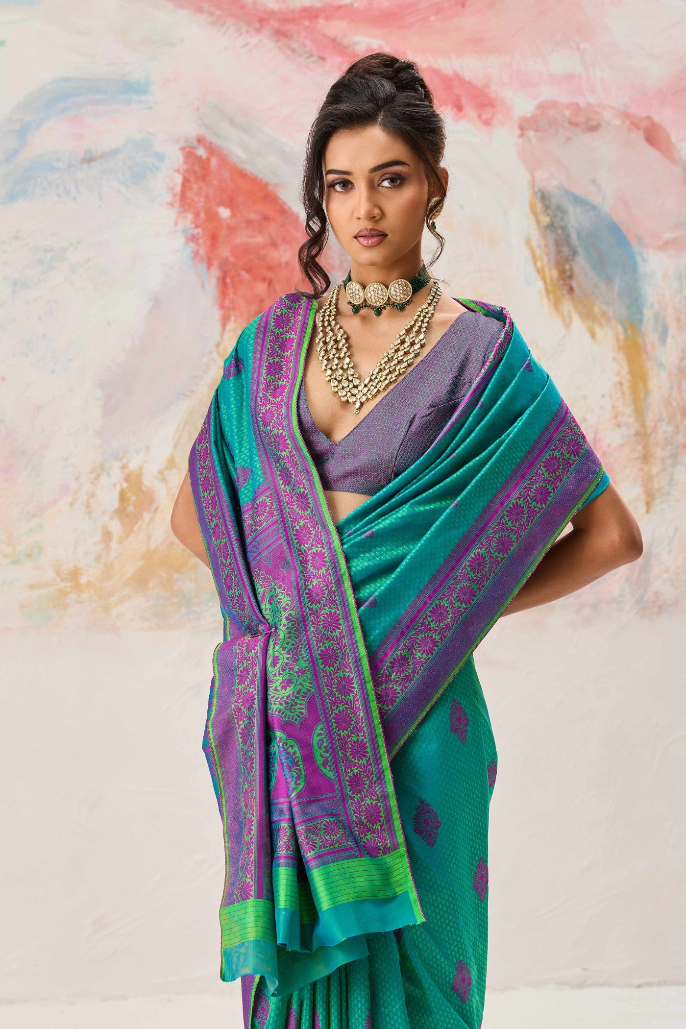 Buy MySilkLove Myrtle Green Woven Tanchoi Kanjivaram Saree Online
