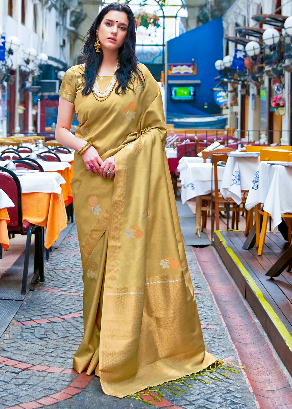 Buy MySilkLove Driftwood Brown Zari Woven South Silk Saree Online