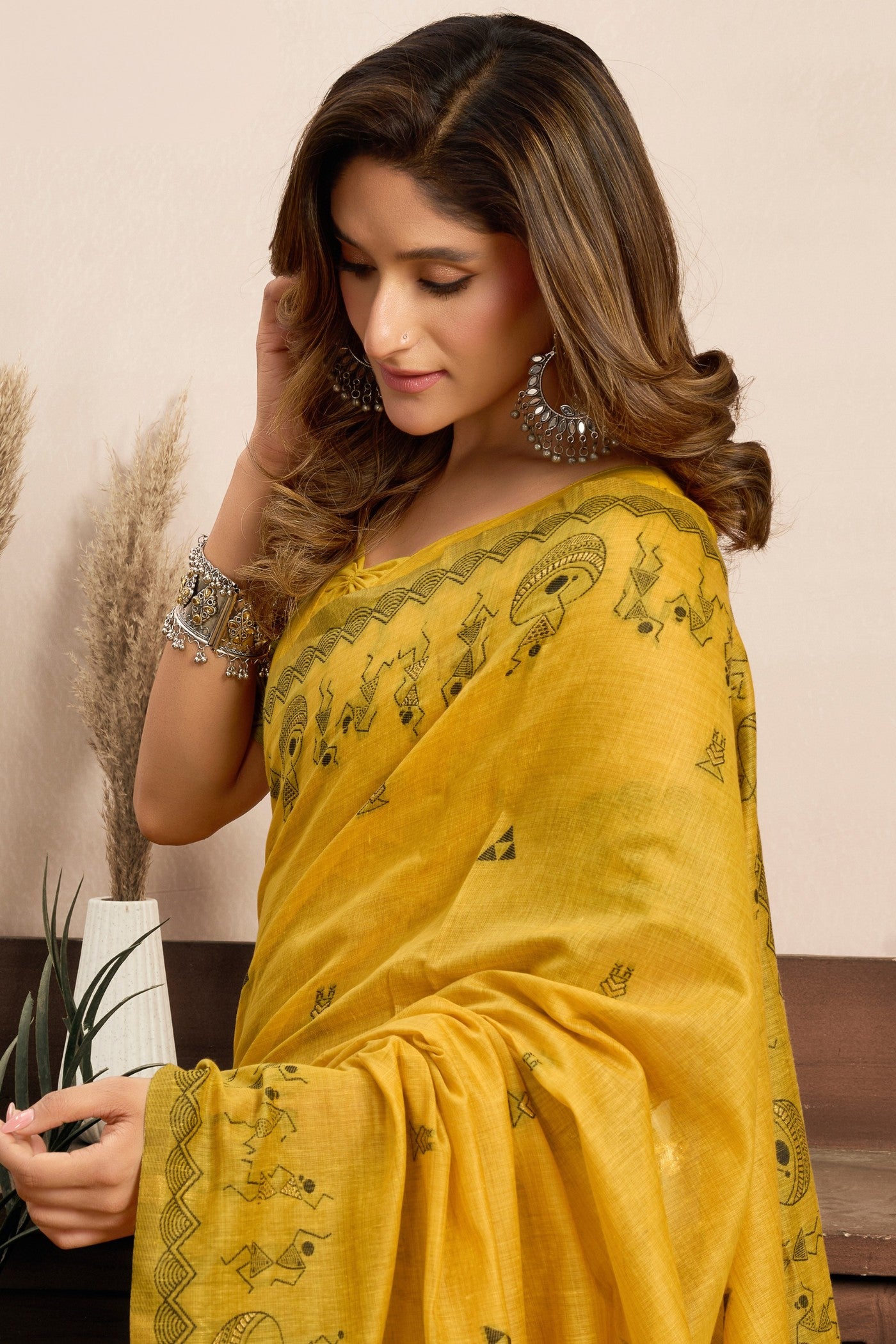 Buy MySilkLove Corn Yellow Woven Modal Cotton Saree Online