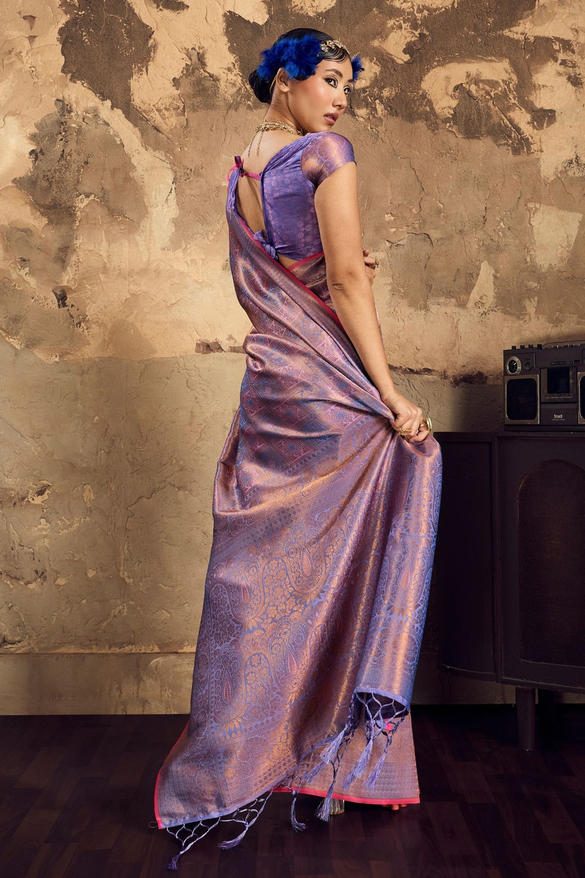 Buy MySilkLove Jacaranda Purple Kanjivaram Handloom Saree Online