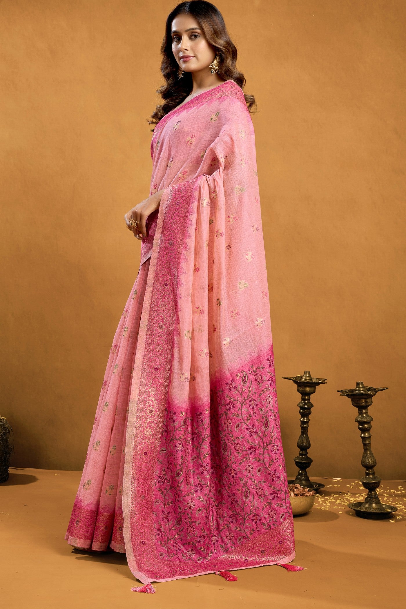 Buy MySilkLove Fuchsia Pink Handloom Cotton Saree Online