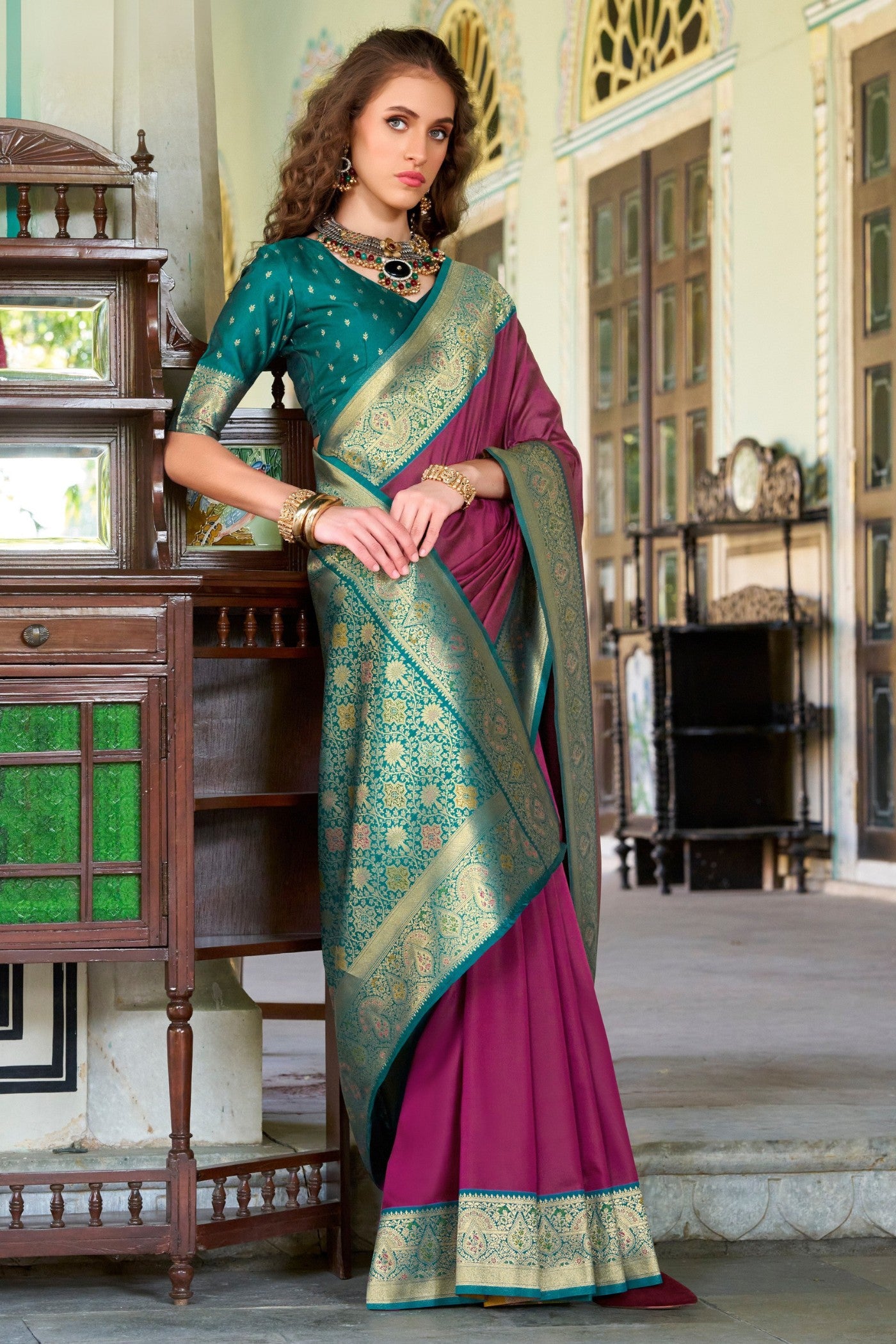 Buy MySilkLove Jamun Purple Woven Banarasi Soft Silk Saree Online