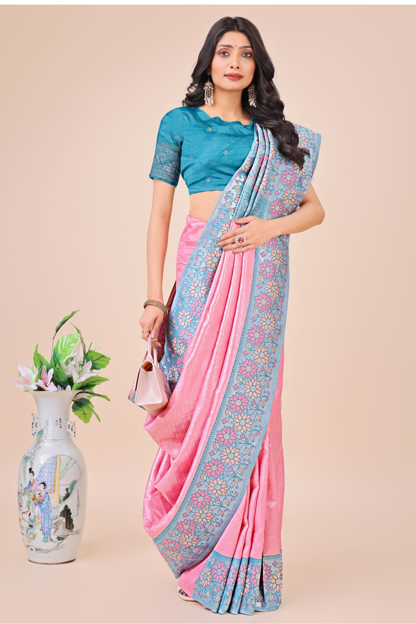 Buy MySilkLove Brink Pink Woven Banarasi Saree Online