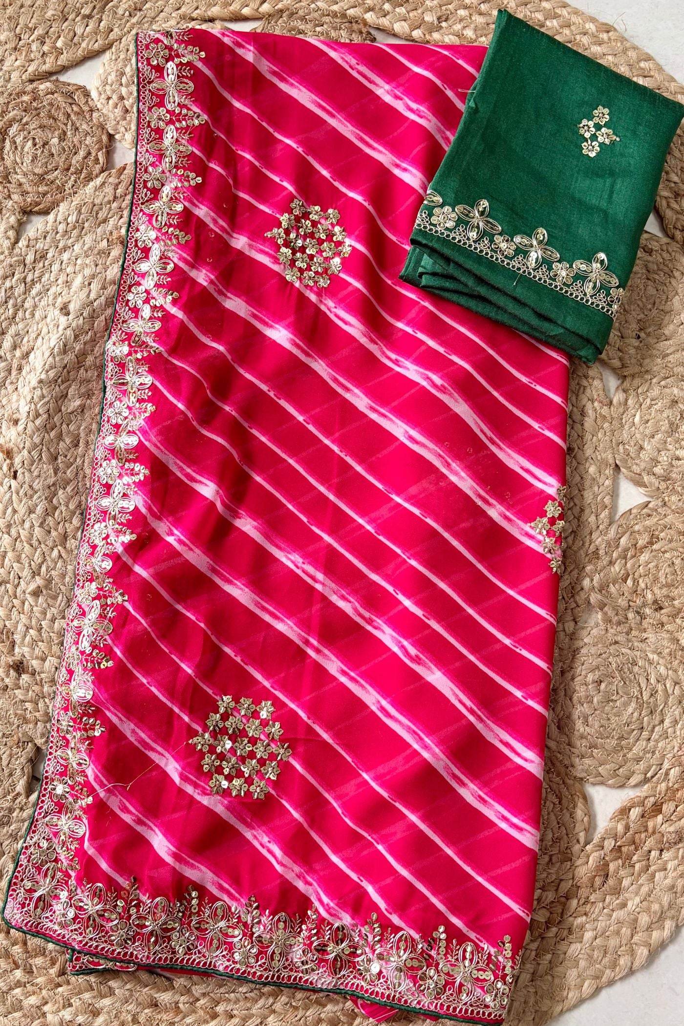 Buy MySilkLove Scarlet Red Designer Bandhani Saree with Designer Handwork Blouse Online