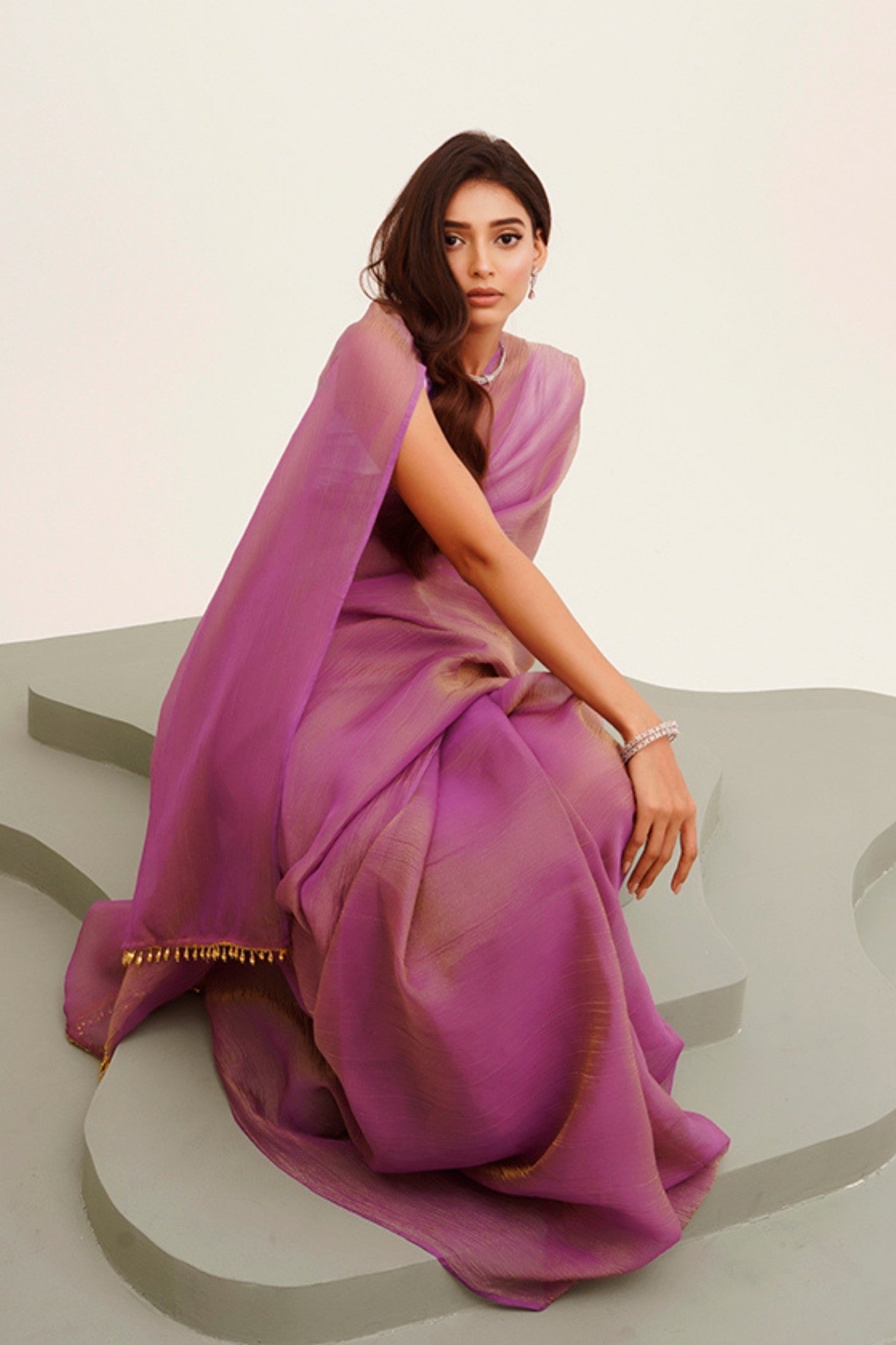 Buy MySilkLove Medium Purple Tissue Partywear Saree Online