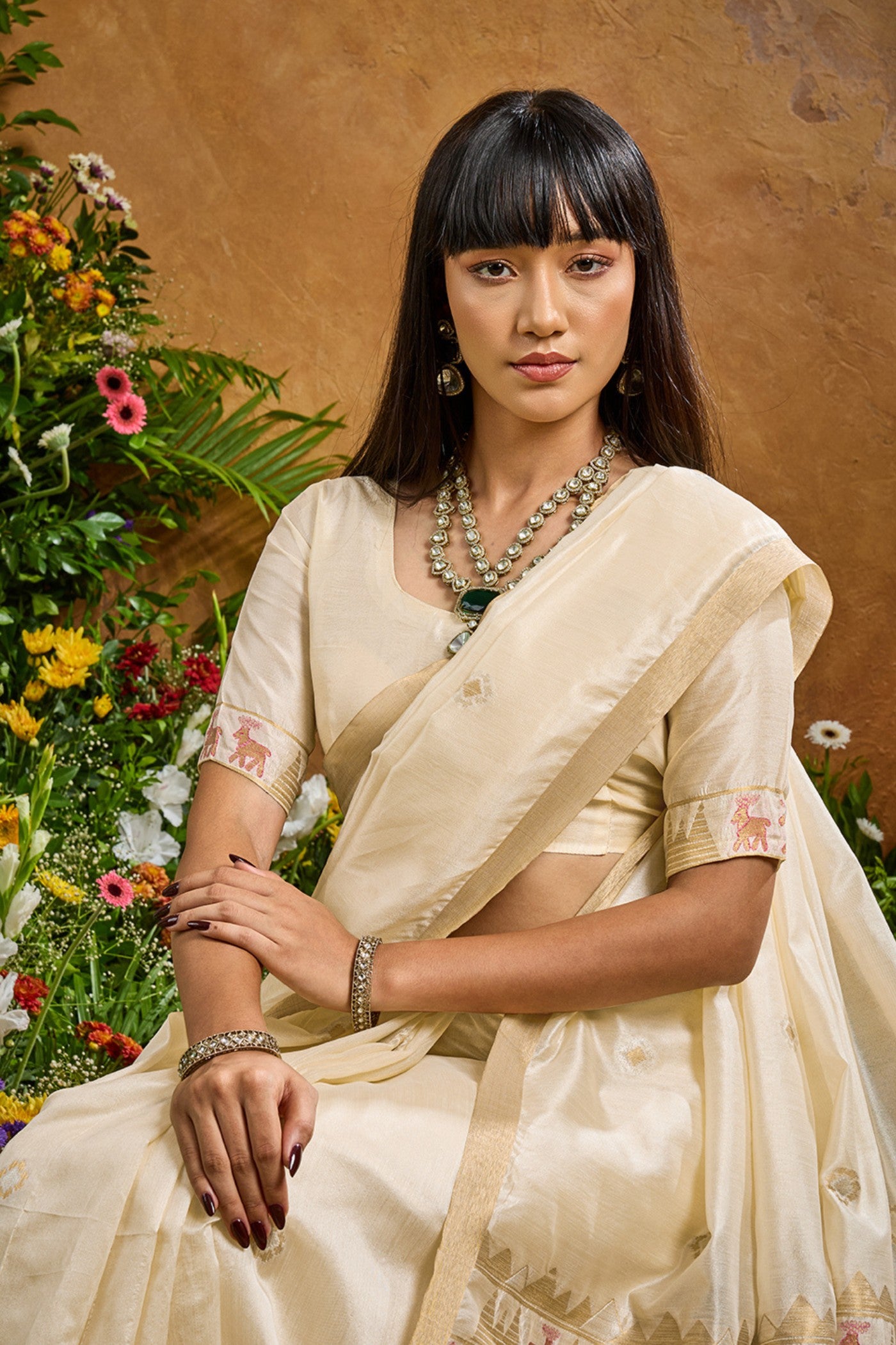 MySilkLove Pearl White Tussar Handloom Silk Saree