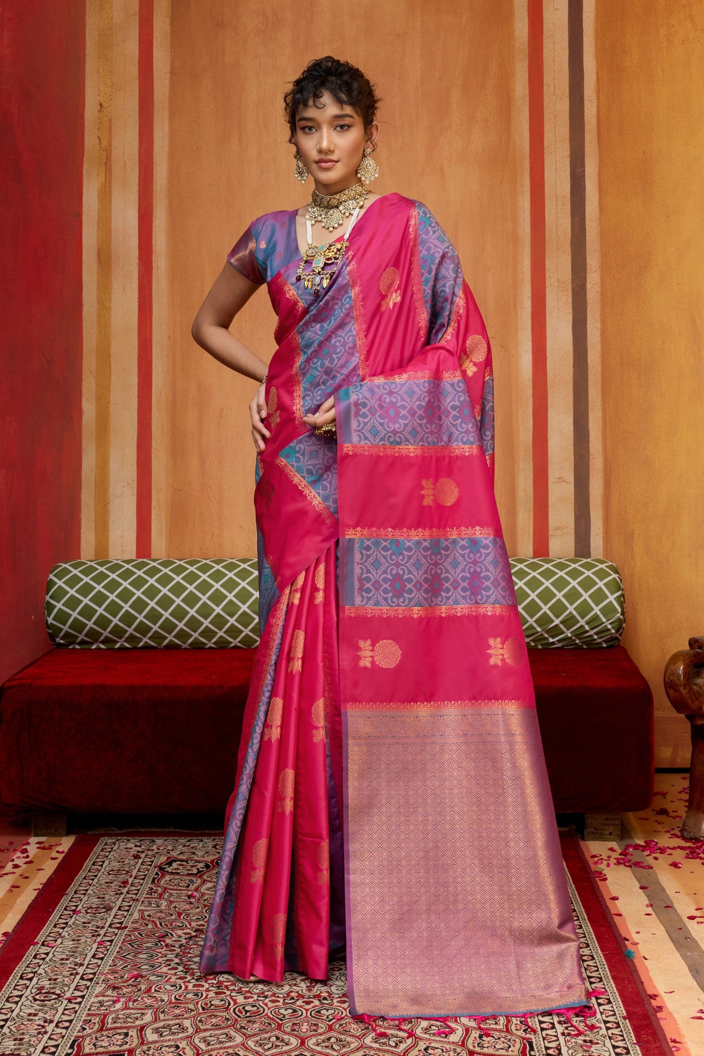 Buy MySilkLove Hot Pink Banarasi Handloom Patola Saree Online