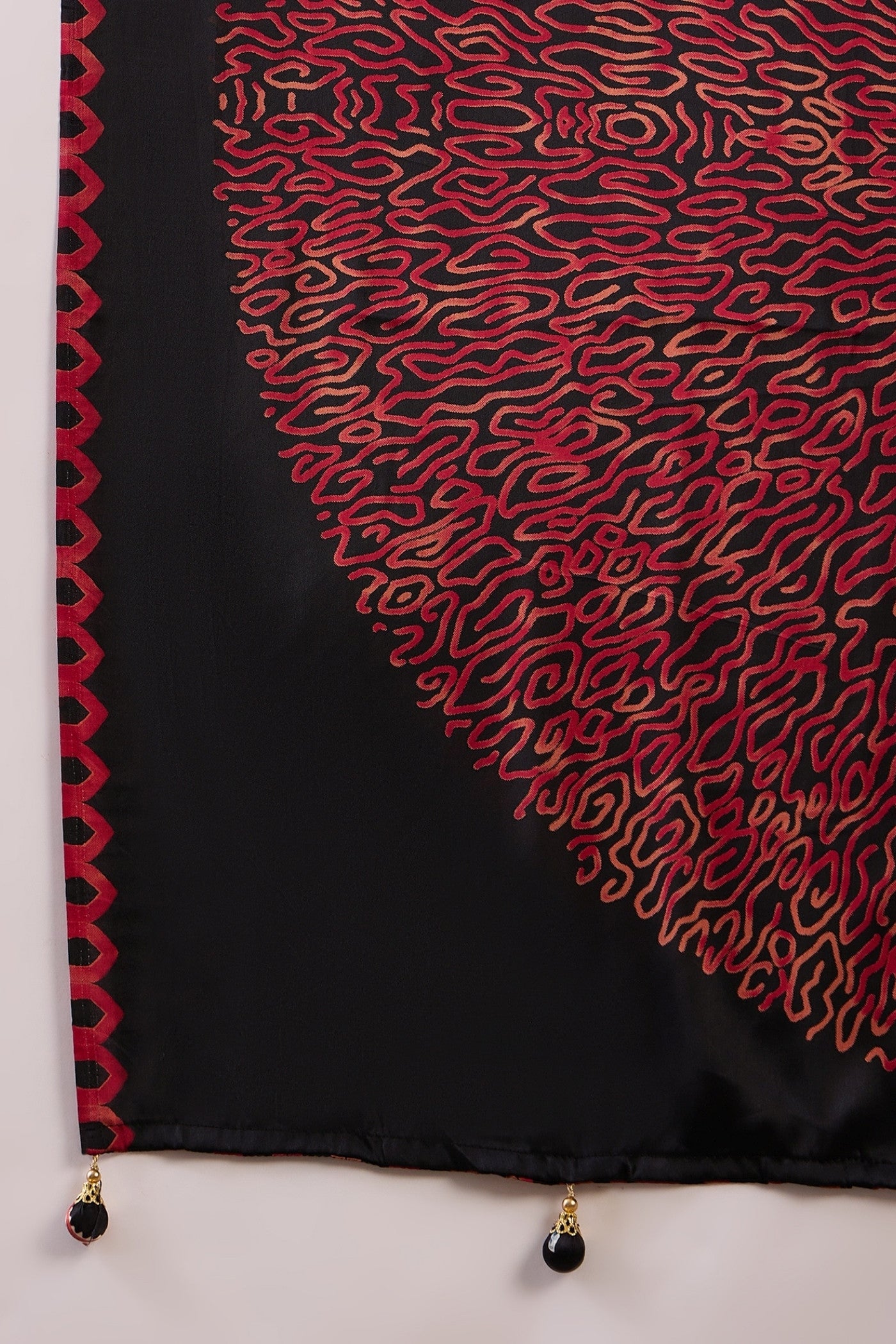 Buy MySilkLove Coal Black Printed Satin Gaji Silk Saree Online