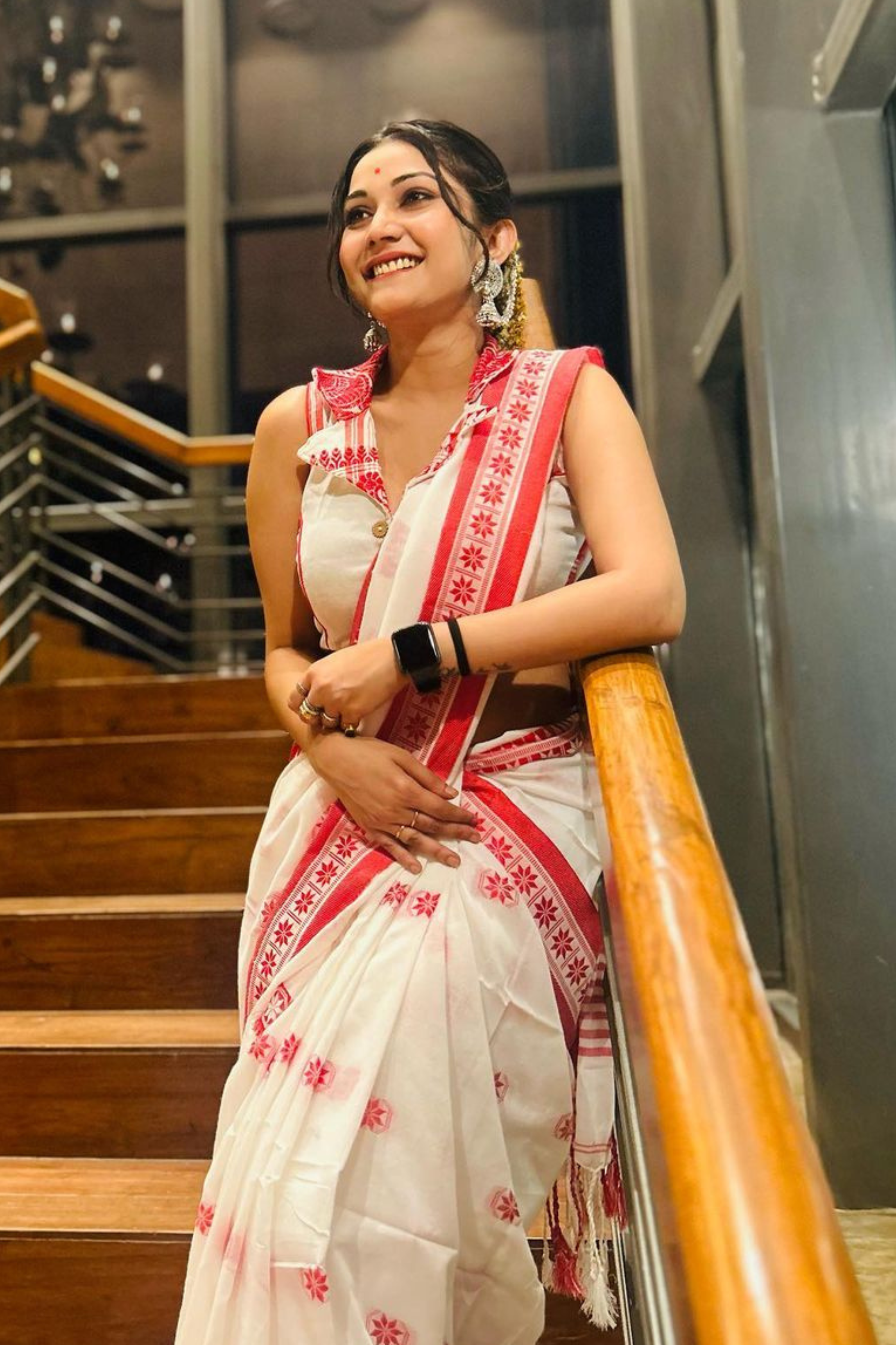 Buy MySilkLove Pearl Bush White Cotton Tangail Handloom Saree Online