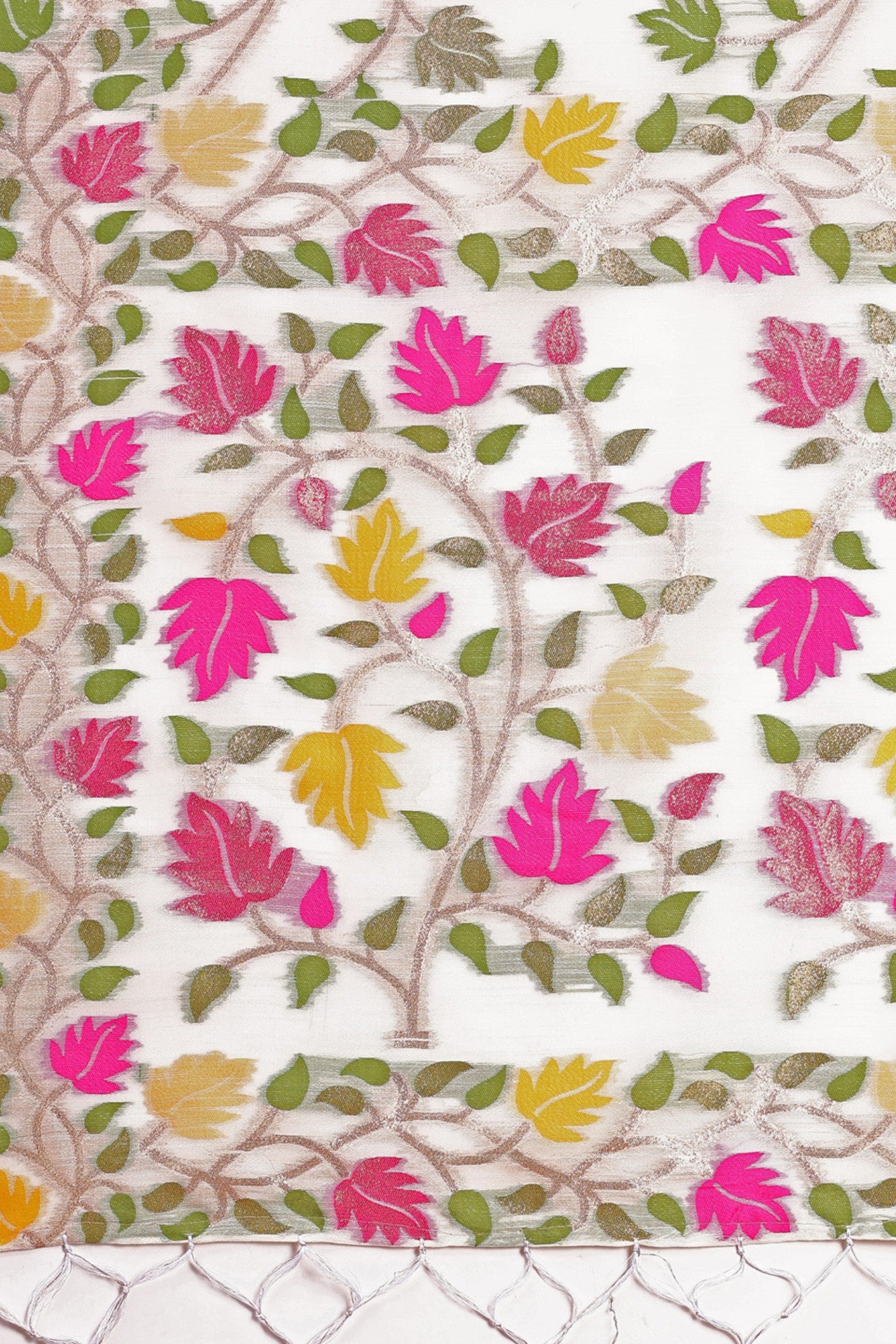 Buy MySilkLove Snow White Woven Linen Cotton Saree Online