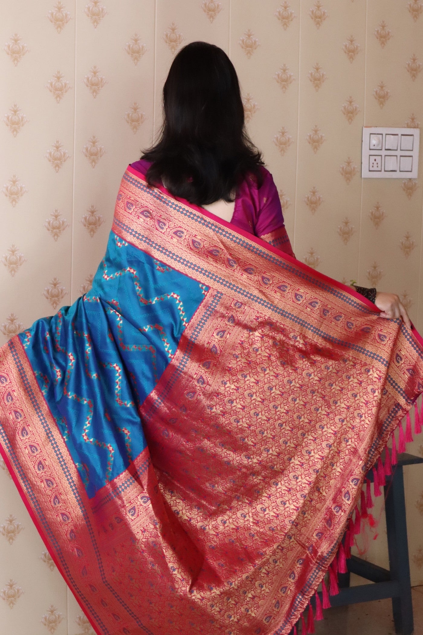 Buy MySilkLove Cerulean Blue Banarasi Handloom Saree Online