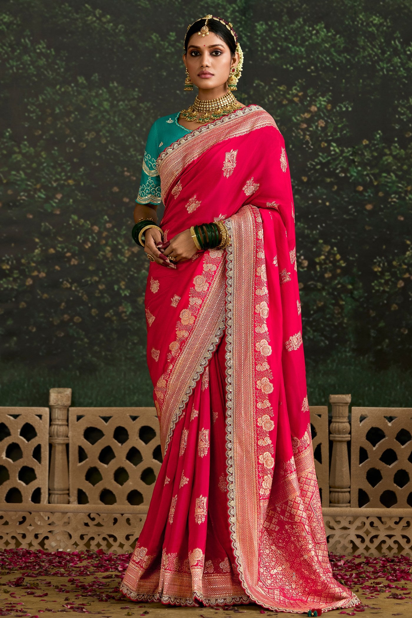 Buy Bride Red Designer Banarasi Saree Online MySilkLove