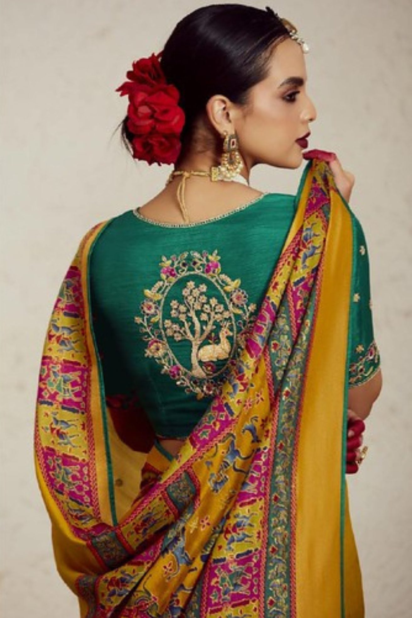 Buy MySilkLove Meteor Yellow Printed Brasso Soft Silk Saree Online