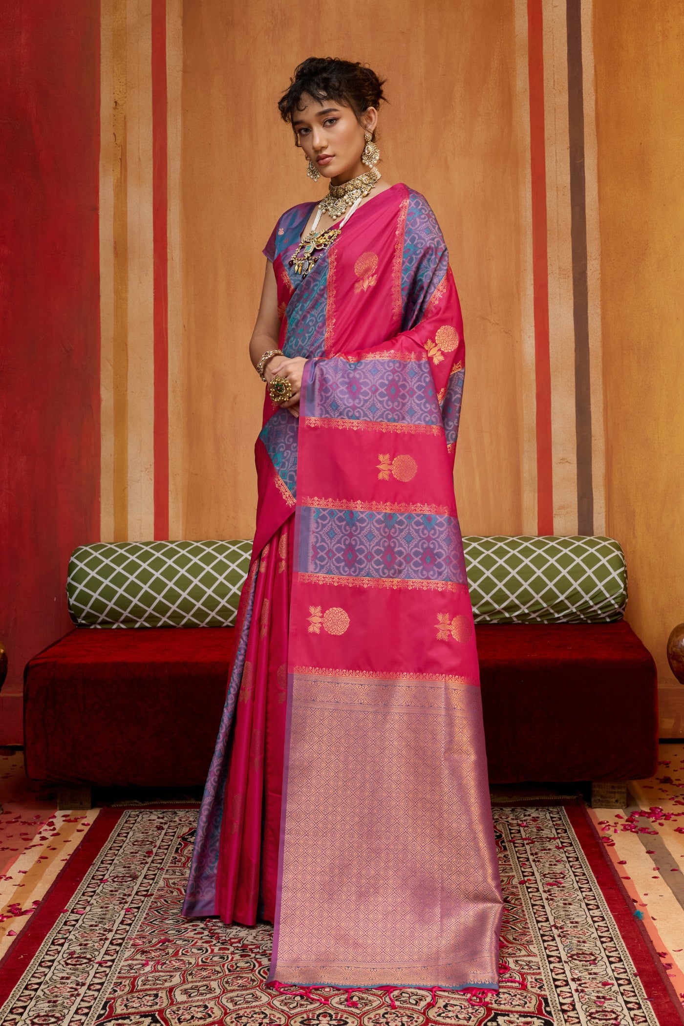 Buy MySilkLove Hot Pink Banarasi Handloom Patola Saree Online