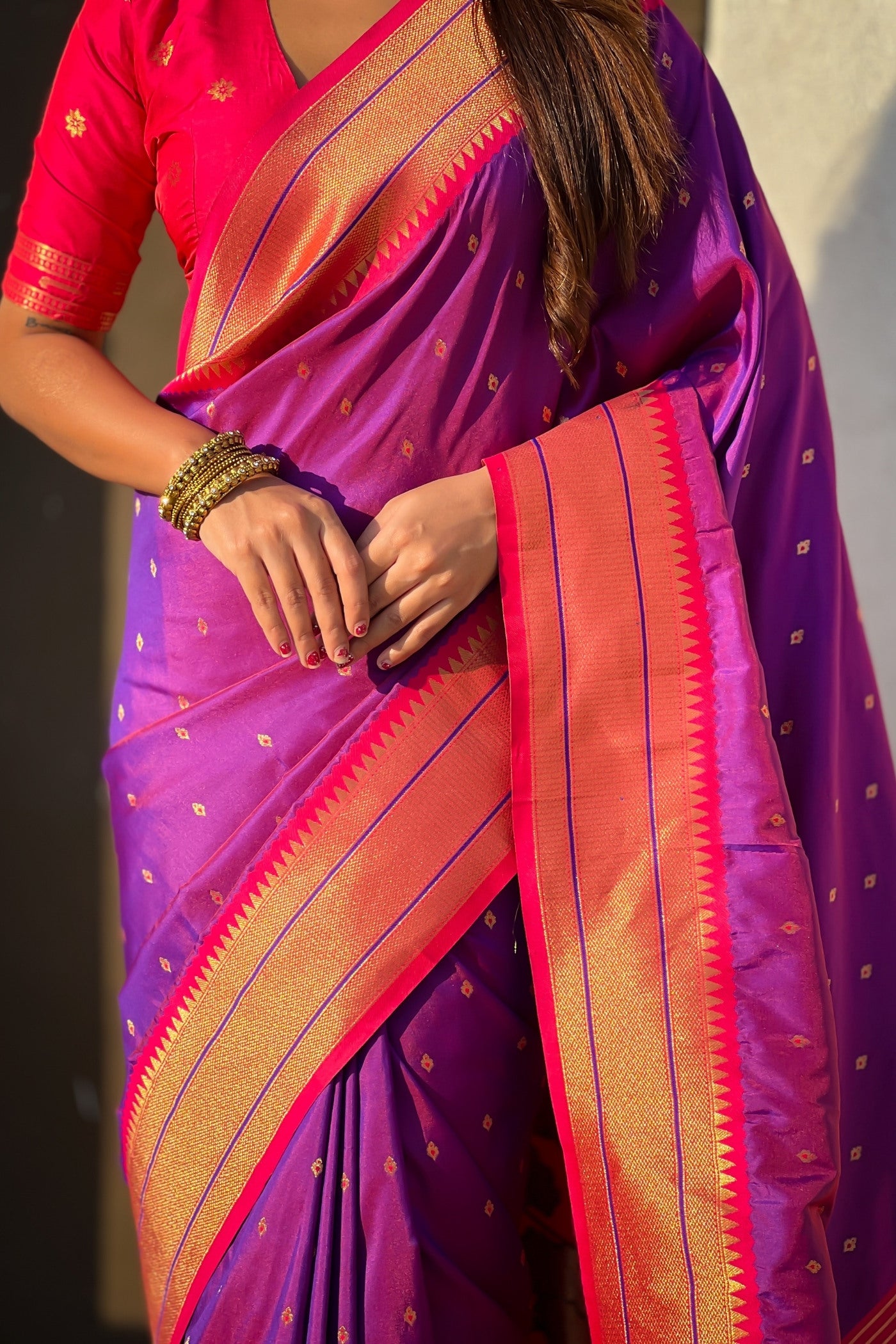 Buy MySilkLove Magenta Purple Zari Woven Paithani Saree Online