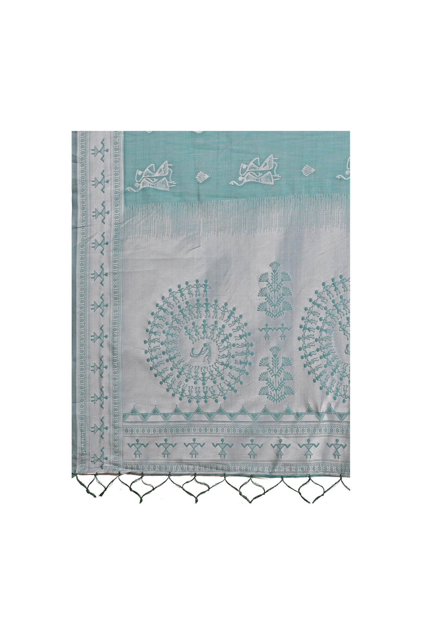 Buy MySilkLove Pine Green Woven Linen Cotton Saree Online