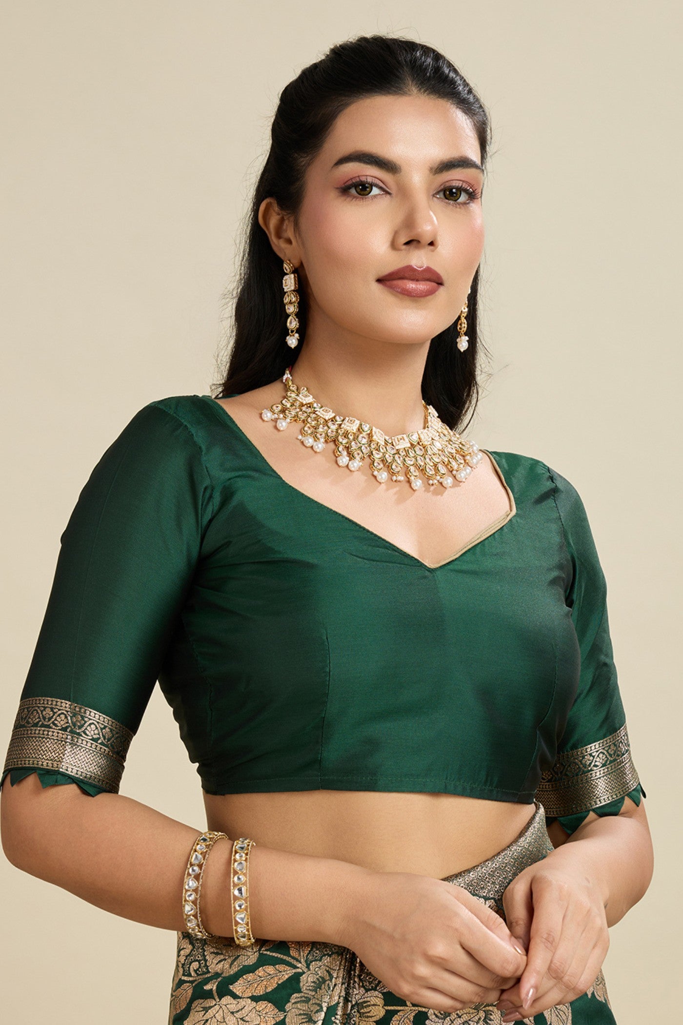 Buy MySilkLove Limerick Green Zari Woven Soft Kanjivaram Saree Online