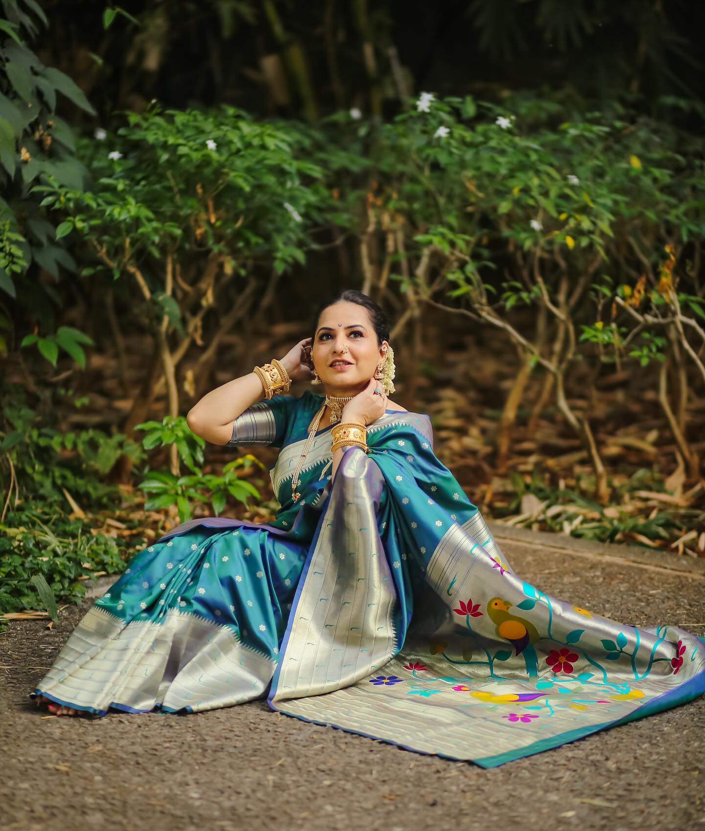 Buy MySilkLove Casal Green Woven Paithani Silk Saree Online