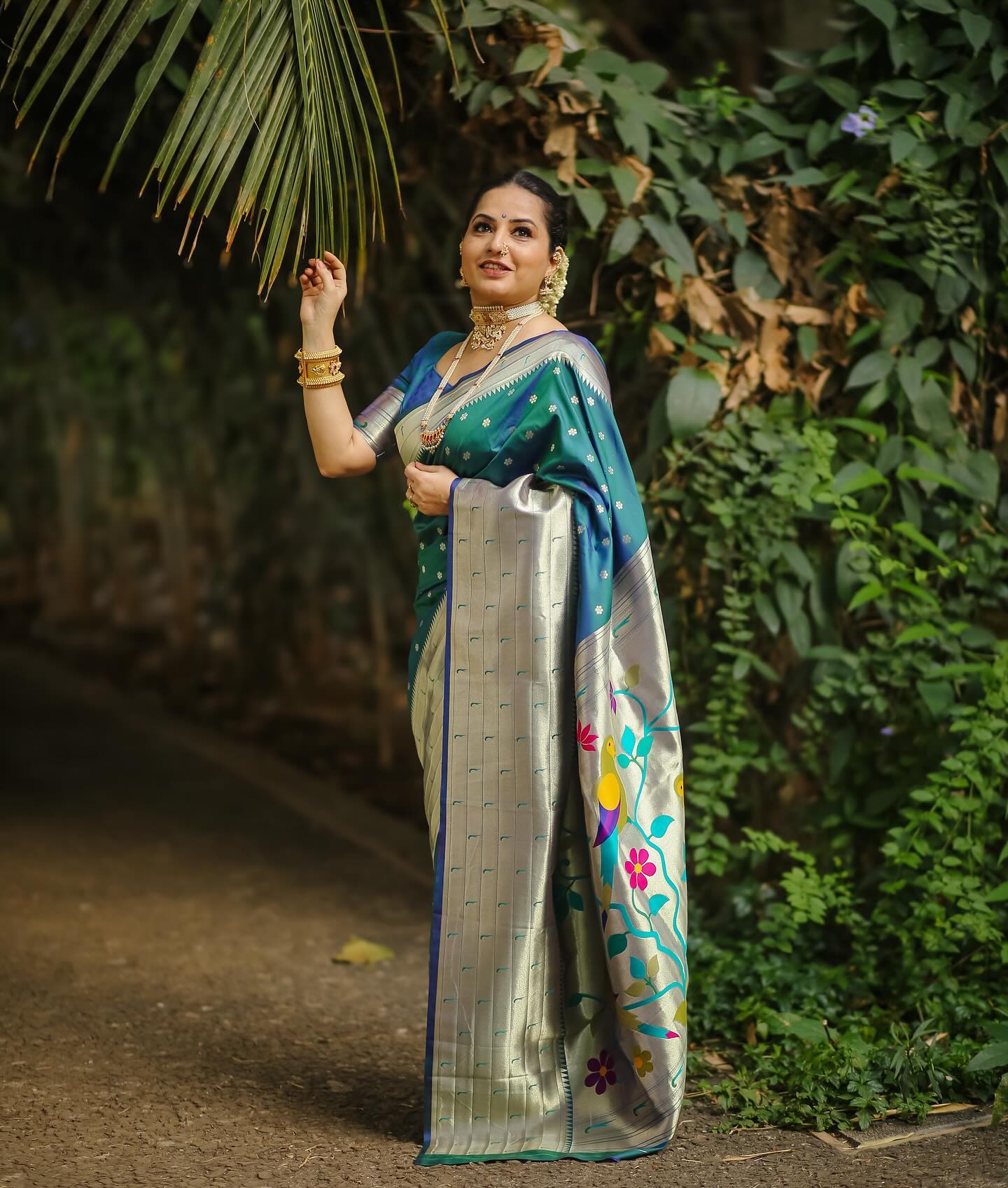 Buy MySilkLove Casal Green Woven Paithani Silk Saree Online