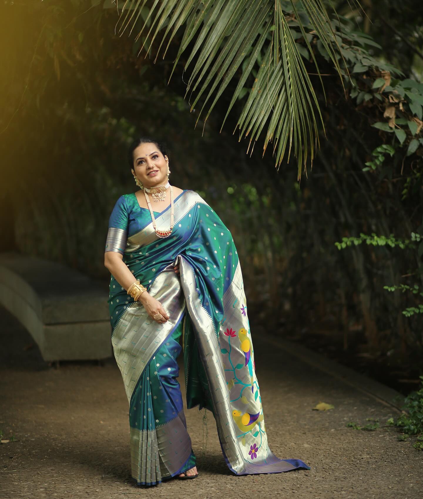 Buy MySilkLove Casal Green Woven Paithani Silk Saree Online