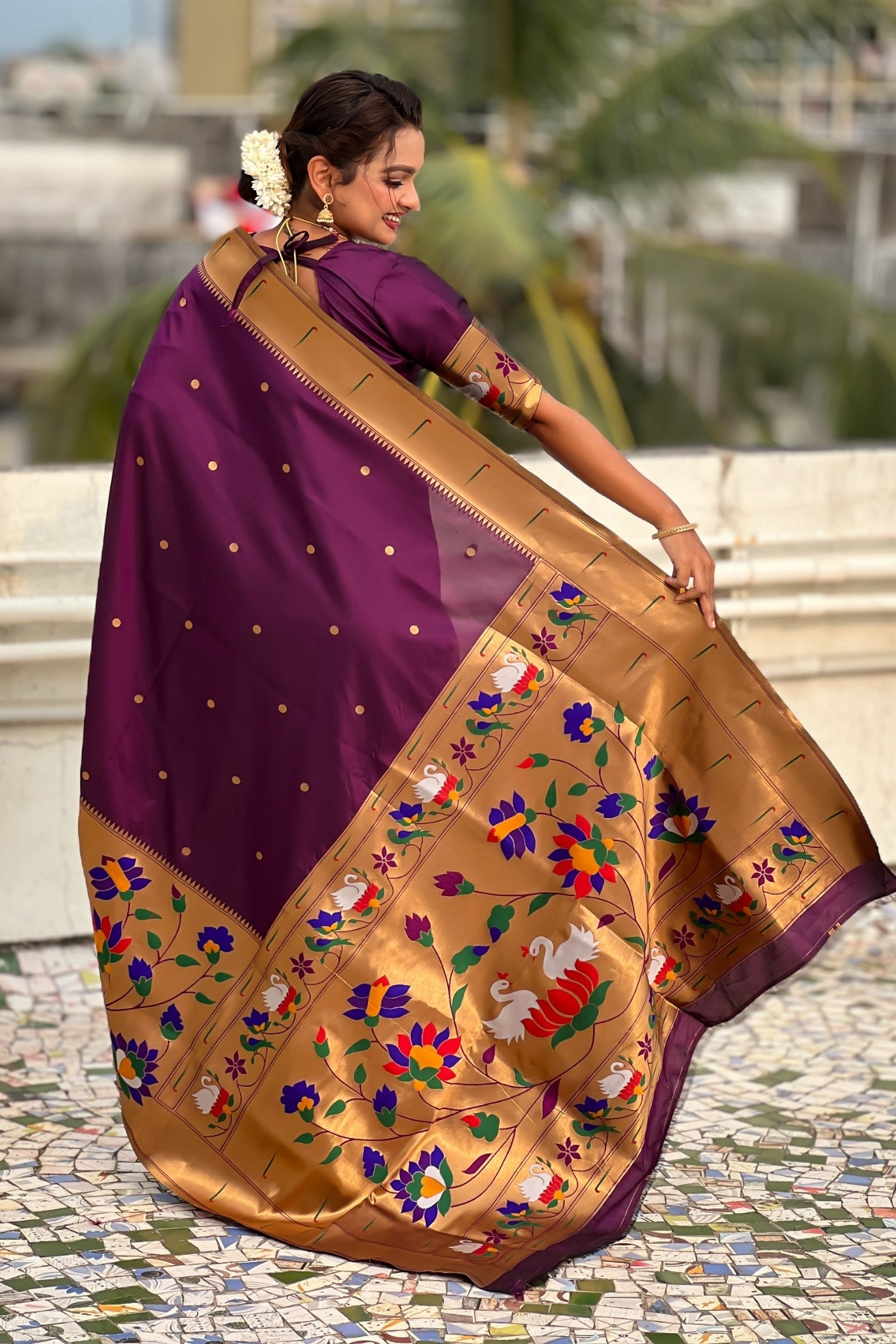 Buy MySilkLove Rasin Purple Woven Paithani Saree Online