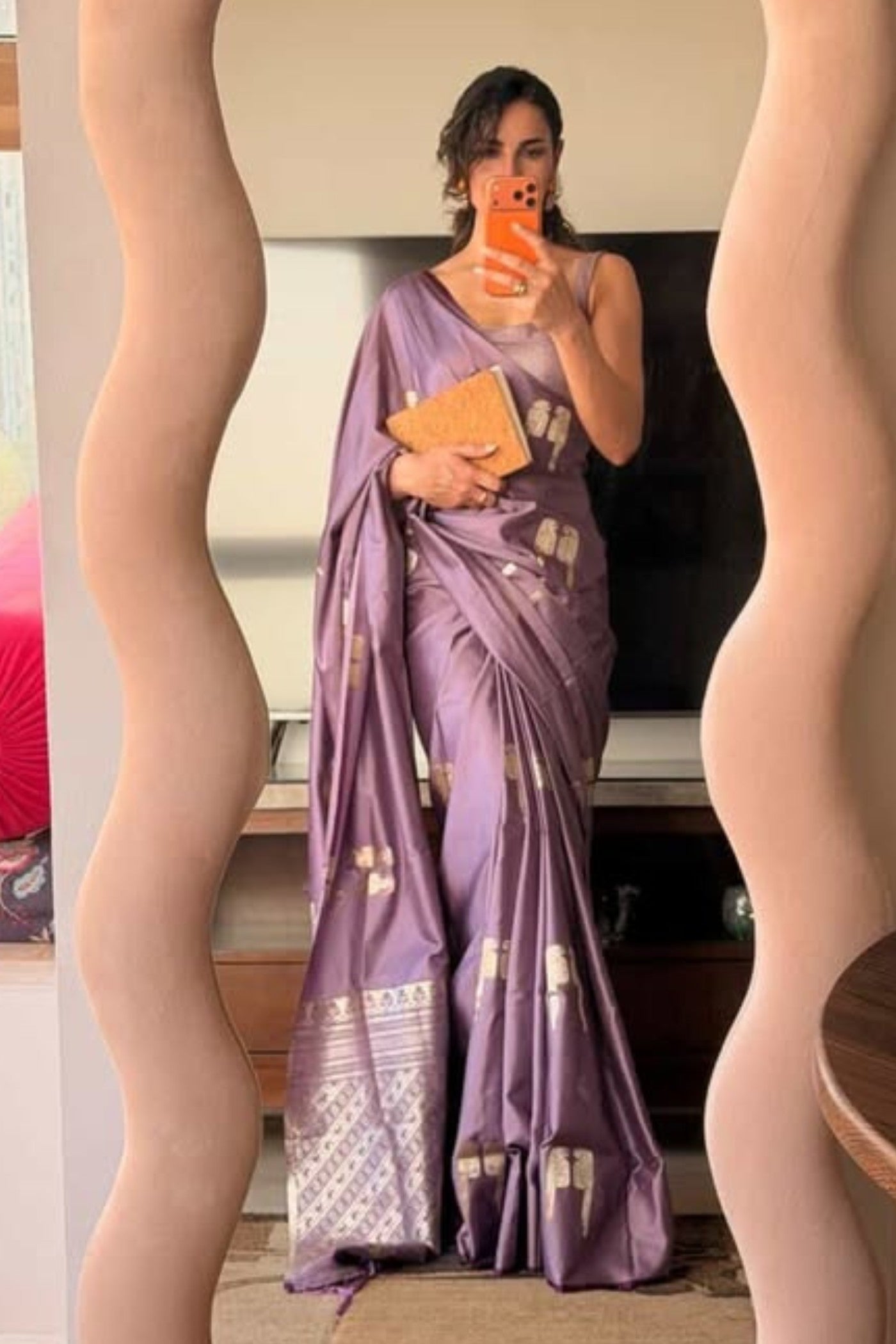 Buy MySilkLove Grape Purple Handloom Satin Soft Silk Saree Online