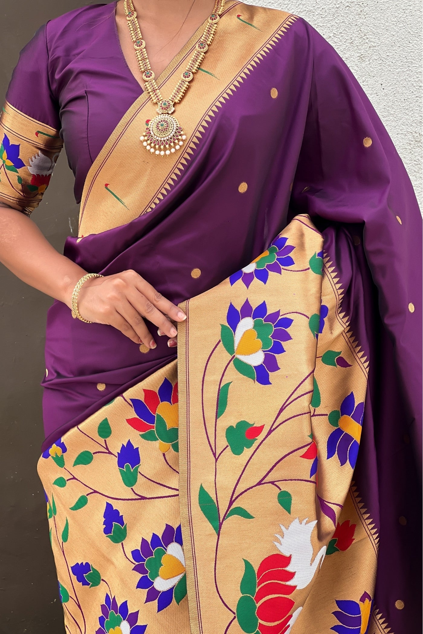 Buy MySilkLove Rasin Purple Woven Paithani Saree Online