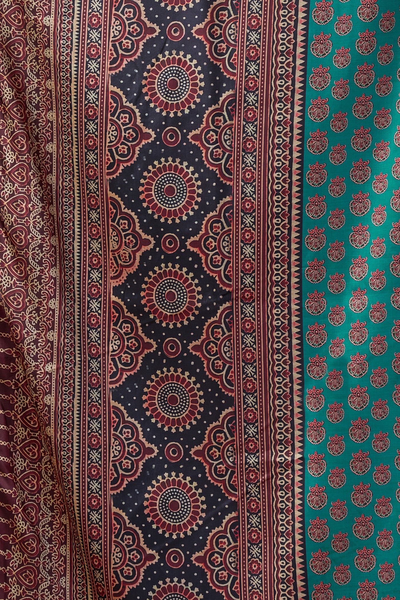 Buy MySilkLove France Blue Ajrakh Printed Saree Online