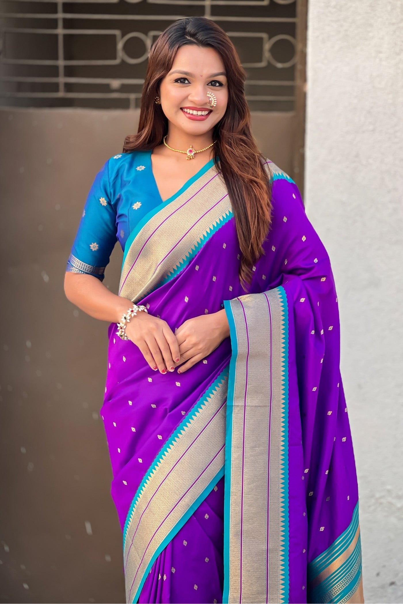 Buy MySilkLove Violet Purple Zari Woven Paithani Saree Online