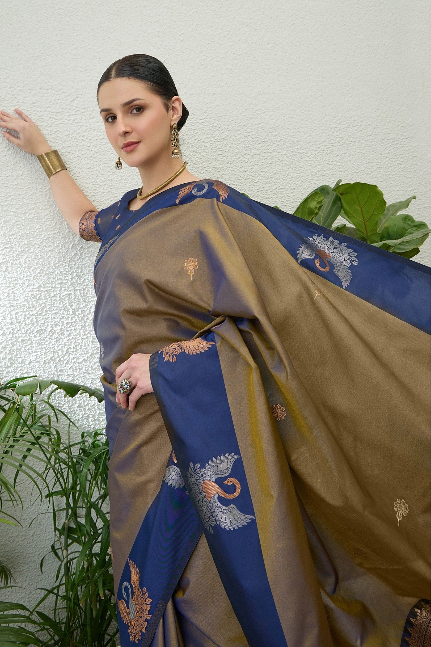 MySilkLove French Grey Banarasi Handloom Soft Silk Saree