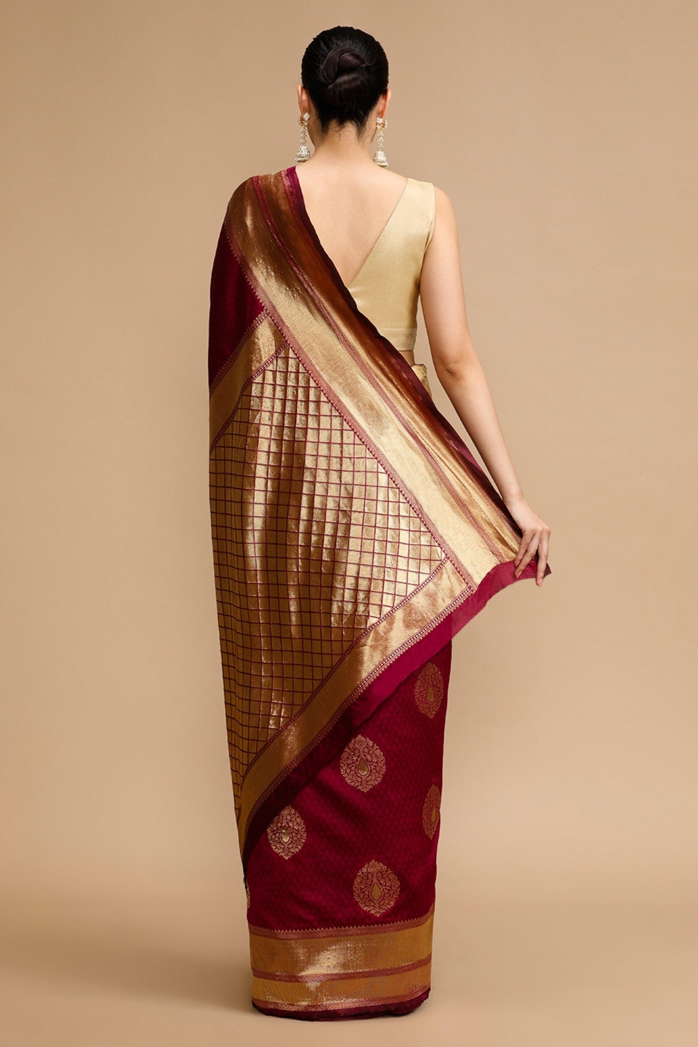 Buy MySilkLove Candy Red Woven Jacquard Lichi Silk Saree Online