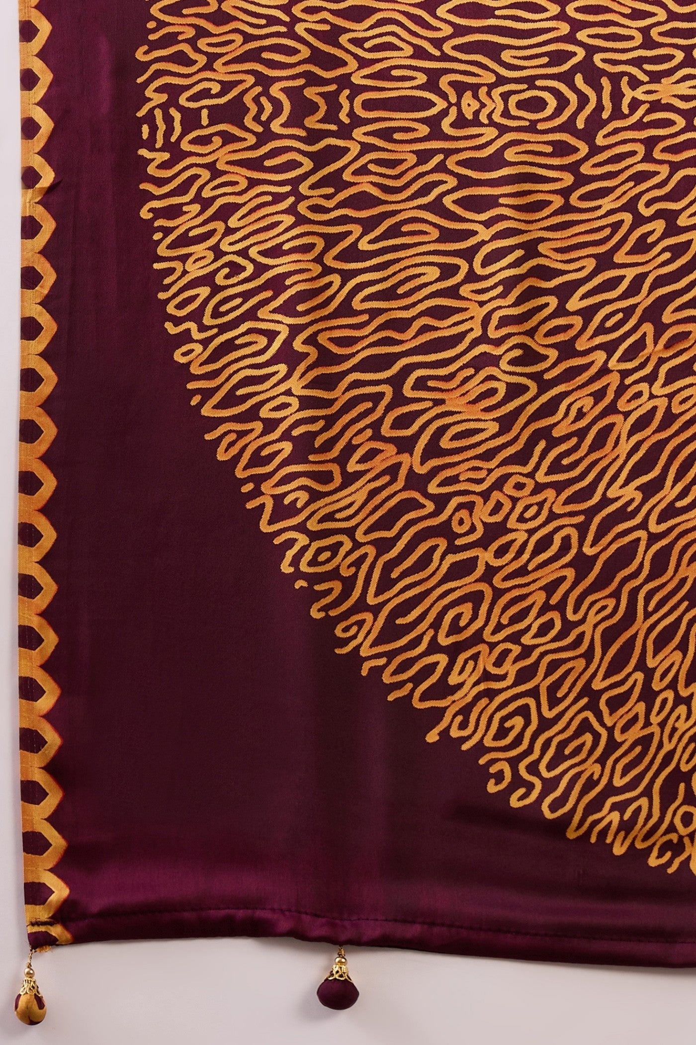 Buy MySilkLove Burgundy Maroon Printed Satin Gaji Silk Saree Online
