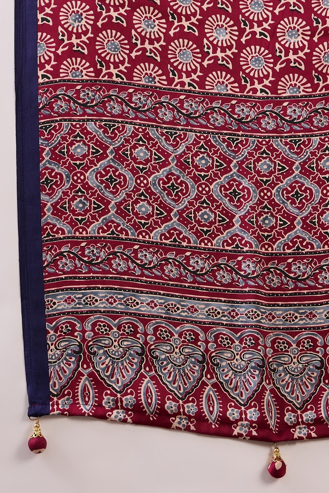 Buy MySilkLove Navy Blue Printed Satin Gaji Silk Saree Online