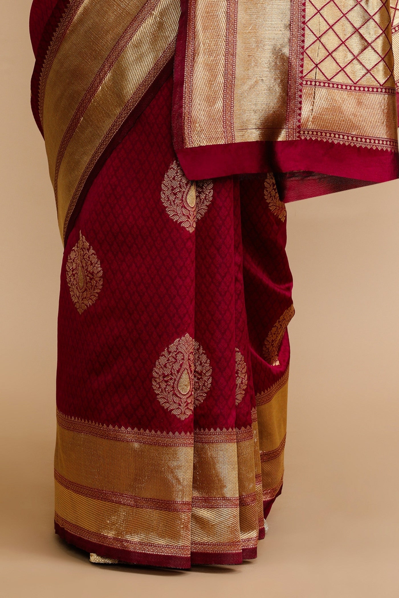 Buy MySilkLove Candy Red Woven Jacquard Lichi Silk Saree Online