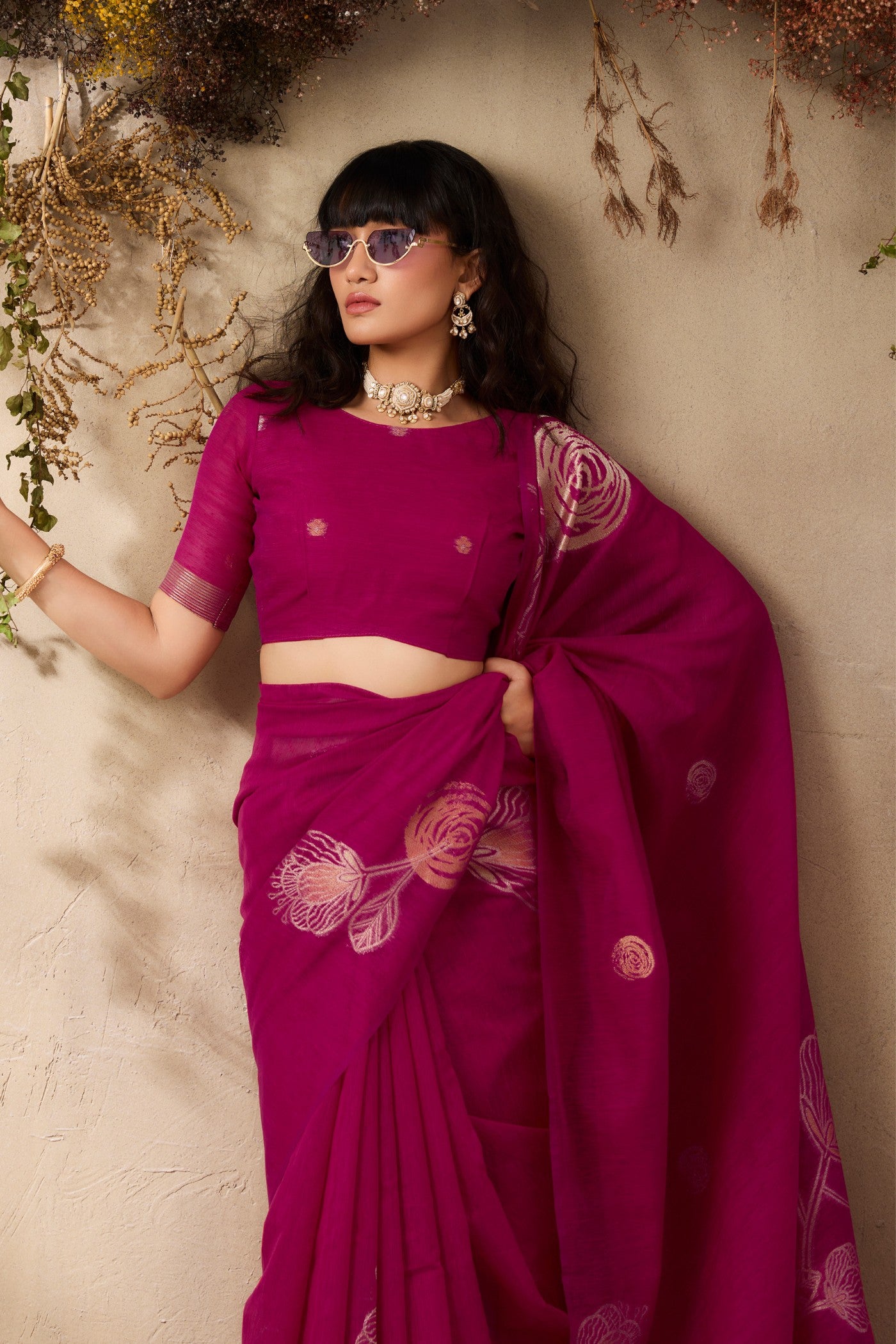 MySilkLove Salmon Pink Munga Handloom Cotton Saree