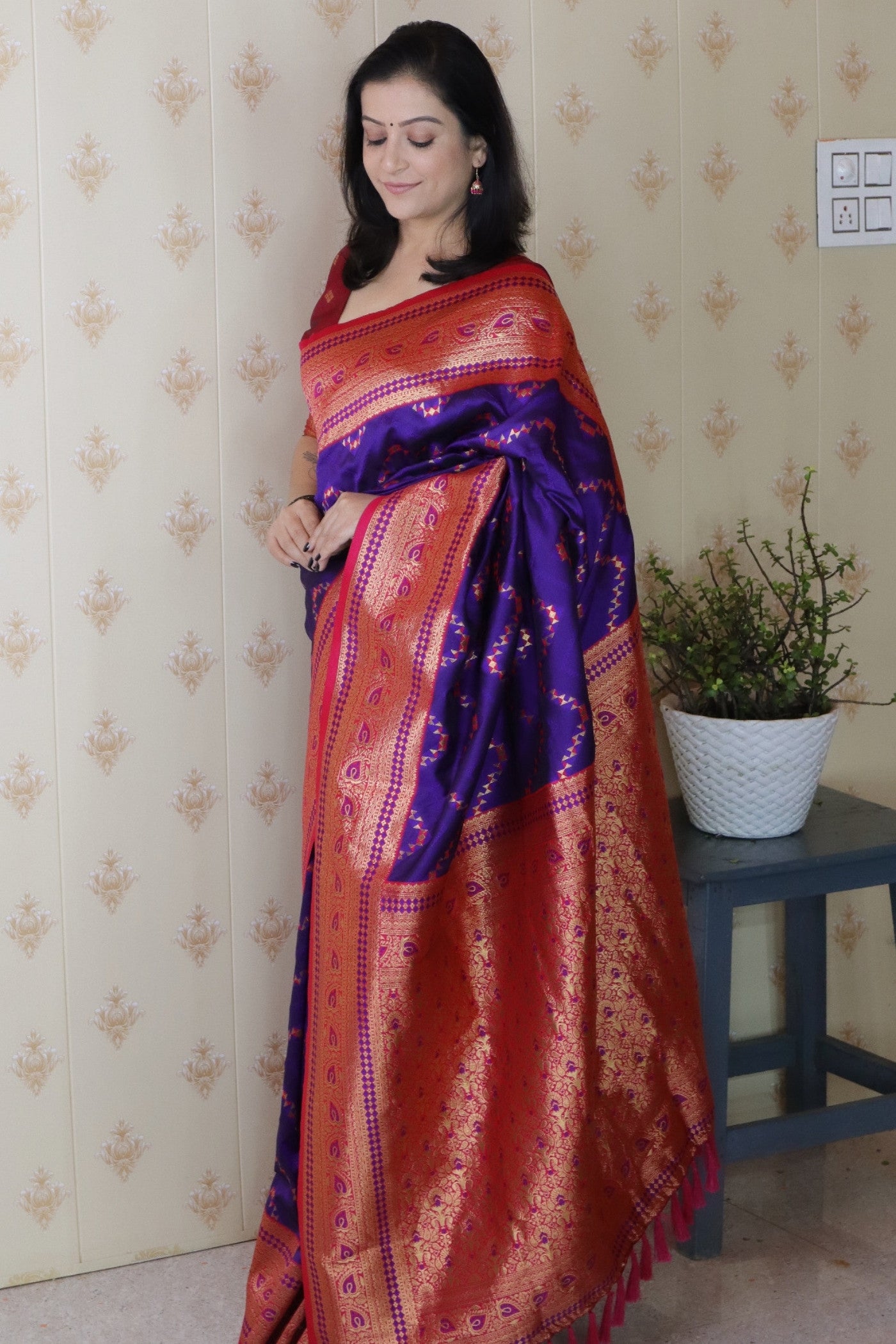 Buy MySilkLove Persian Blue Banarasi Handloom Saree Online