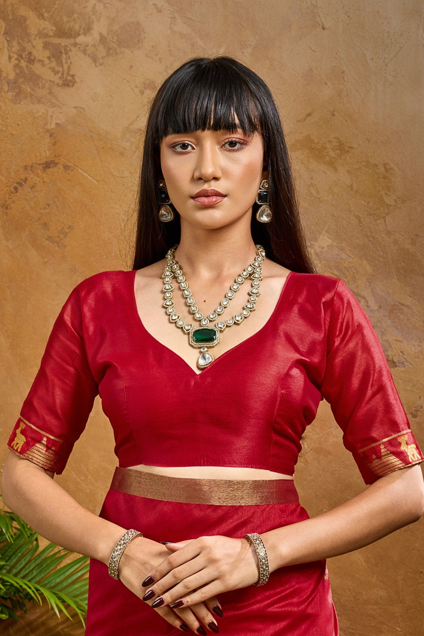 Buy MySilkLove Spine Red Tussar Handloom Silk Saree Online