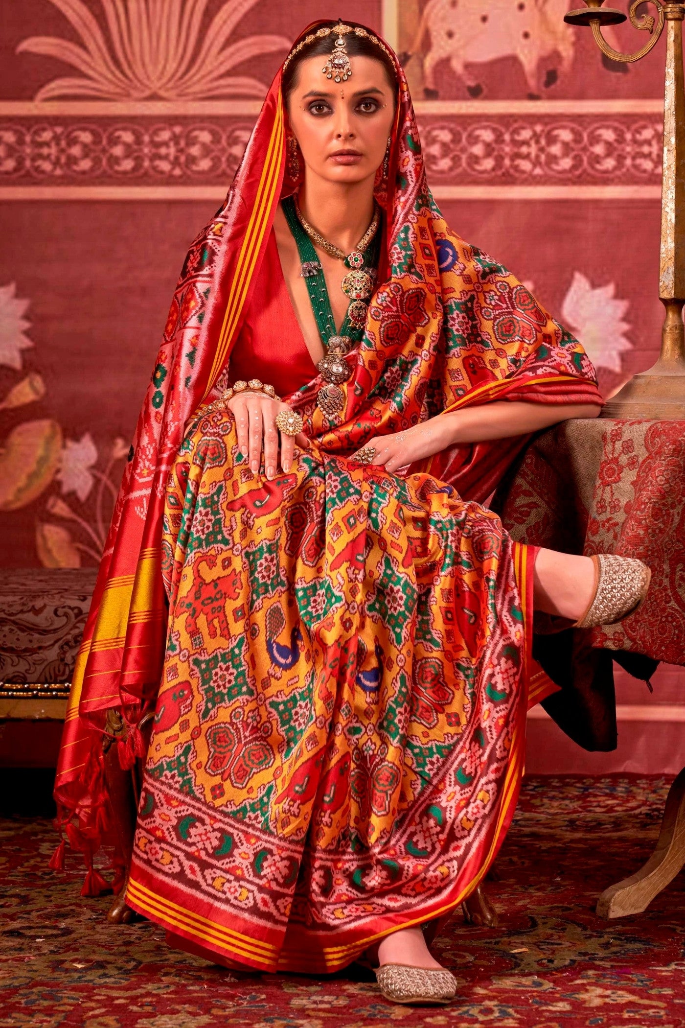 MySilkLove Cyber Yellow Printed Patola Saree