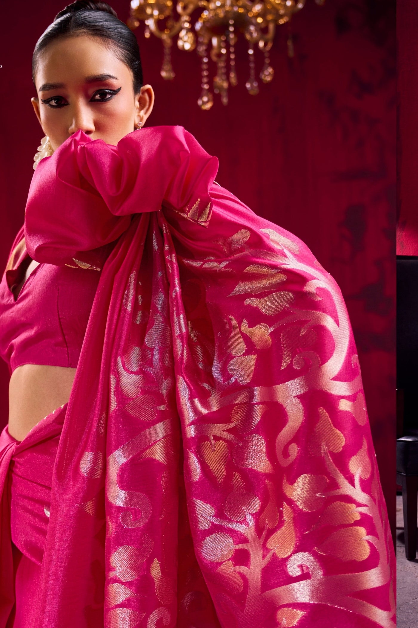 Buy MySilkLove Orchid Pink Handloom Satin Linen Silk Saree Online