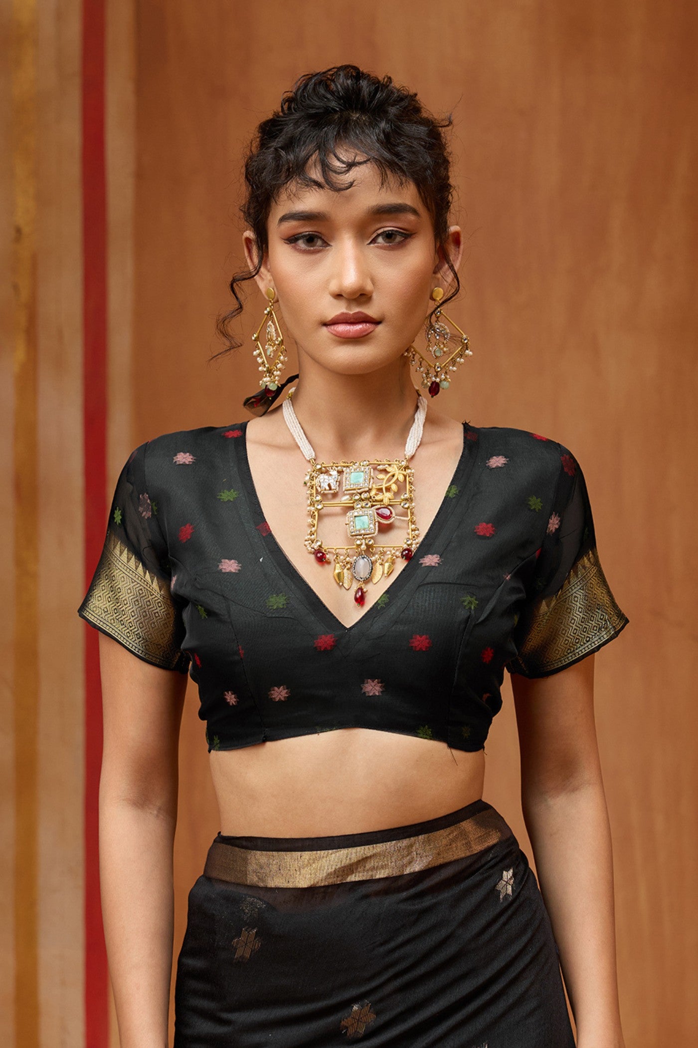 Buy MySilkLove Ace Black Handloom Muga Cotton Saree Online