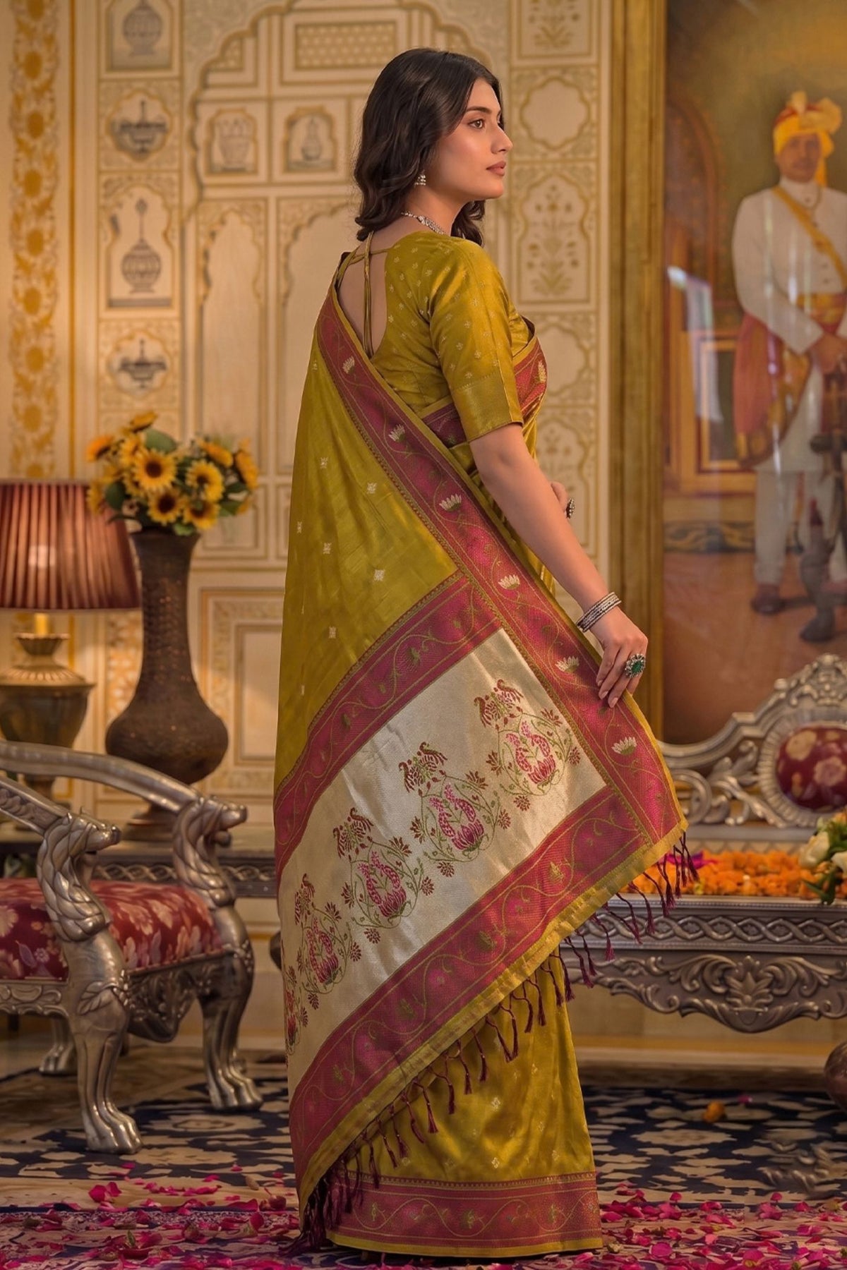 MySilkLove Honey Yellow Woven Tissue Silk Saree