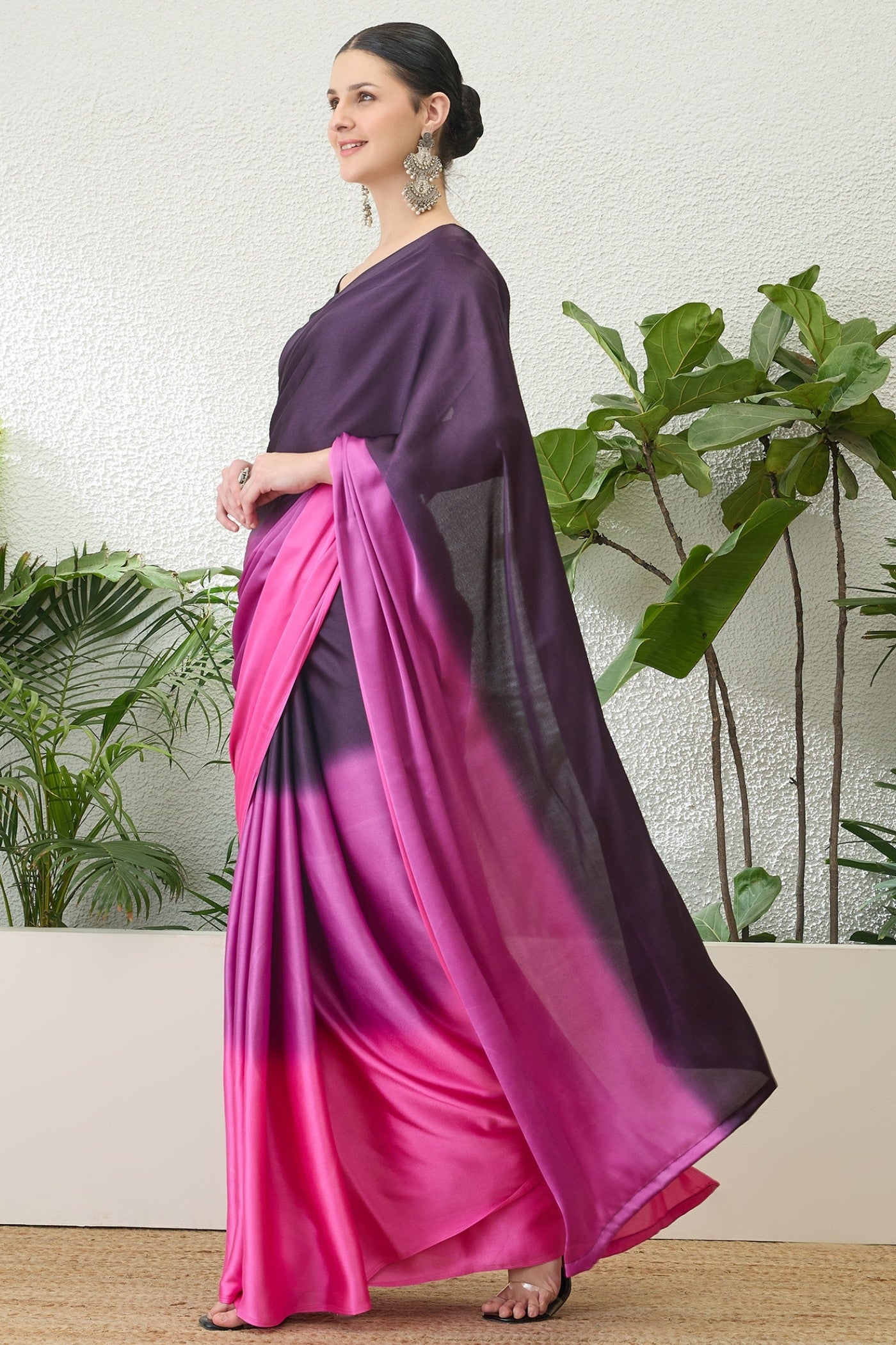 Buy MySilkLove Fairy Pink and Black Satin Georgette Silk Saree Online