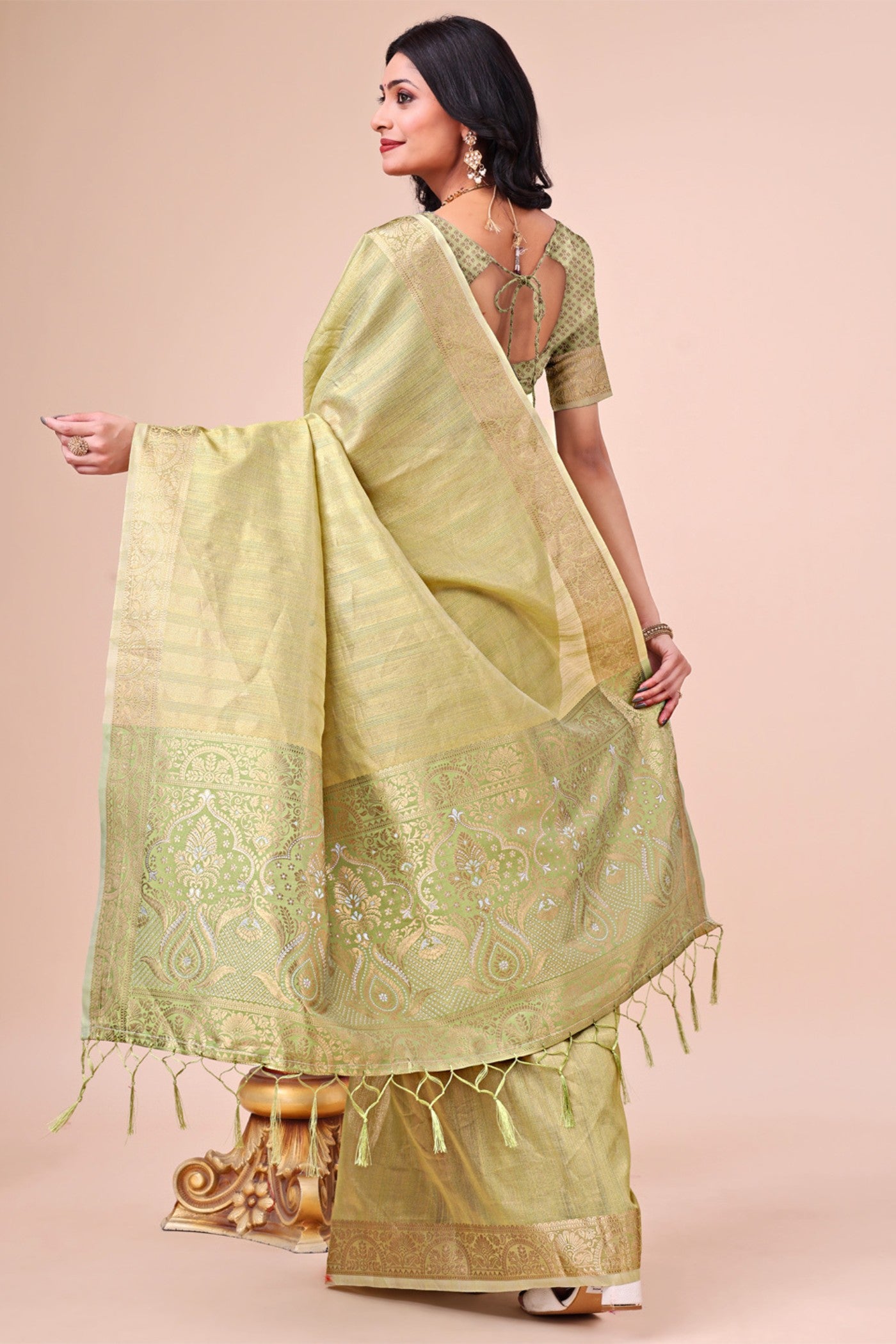 Buy MySilkLove Salt Cream Woven Organza Saree Online