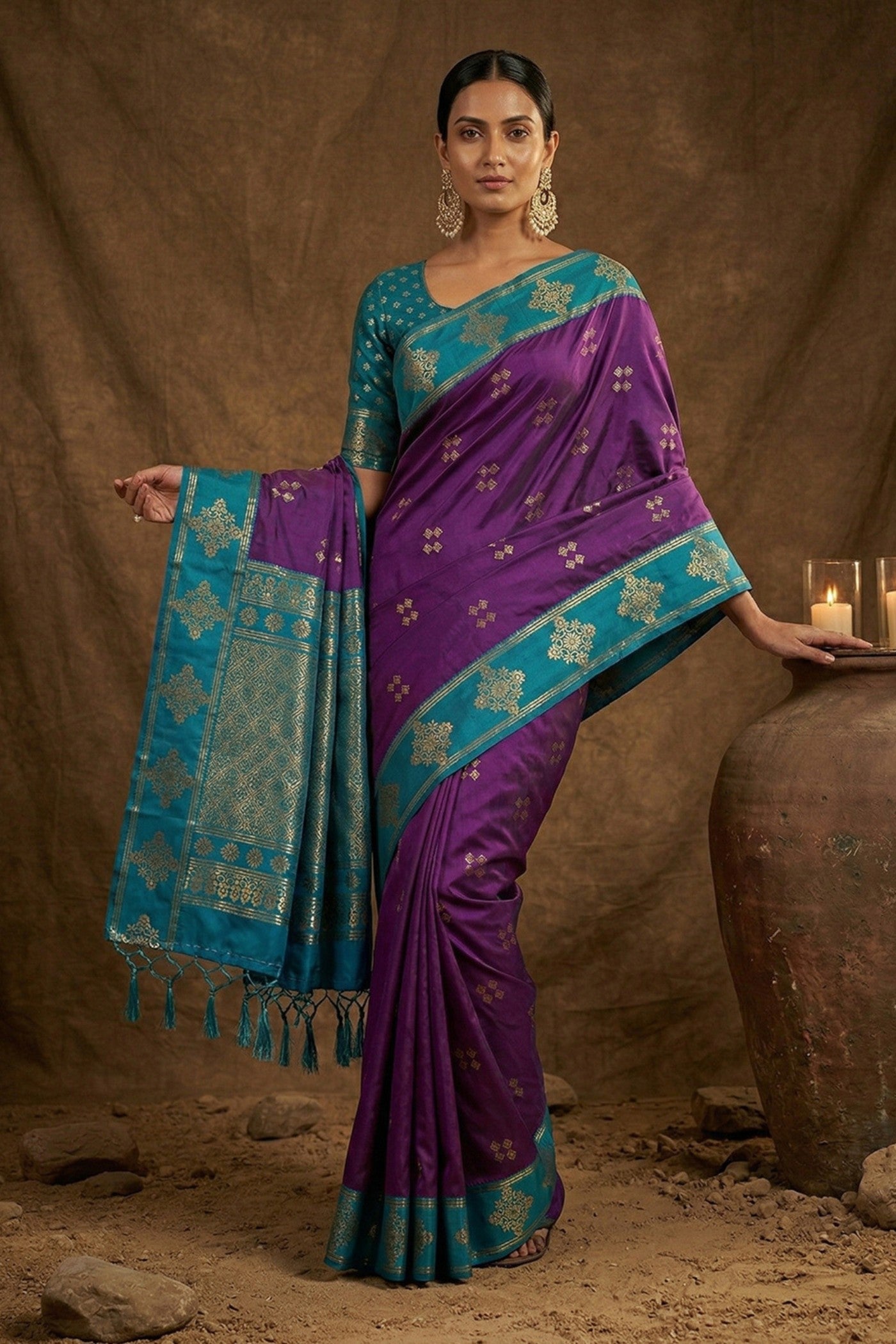 MySilkLove Eminence Purple Woven Banarasi Soft Silk Saree