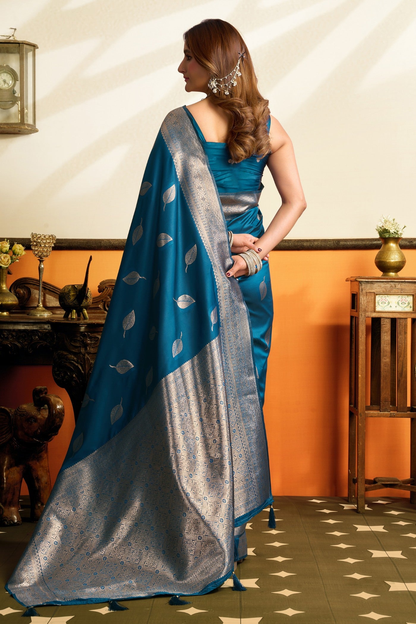 Buy MySilkLove Force Blue Woven Banarasi Saree Online