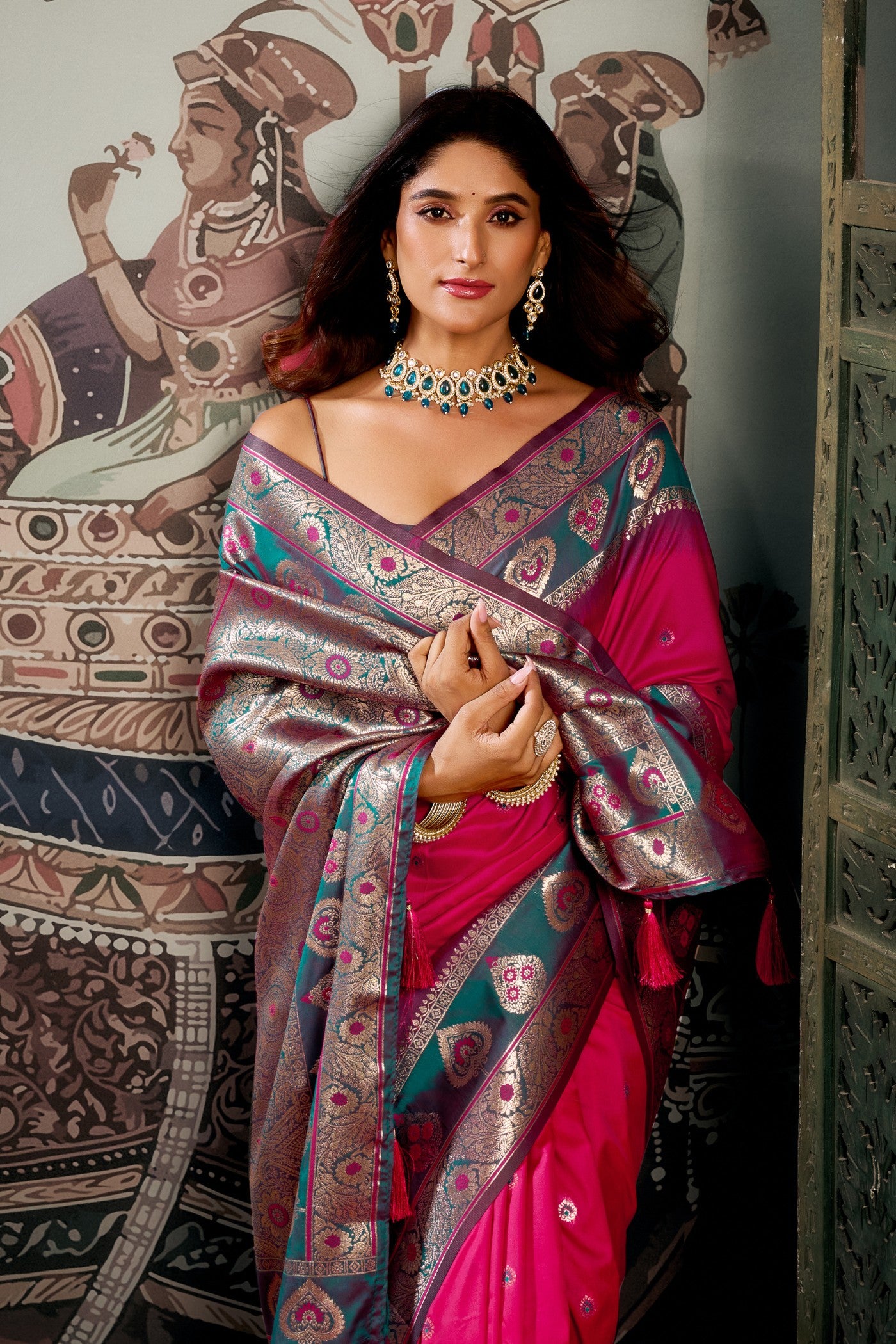 Buy MySilkLove Mauvelous Pink Banarasi Soft Silk Saree Online