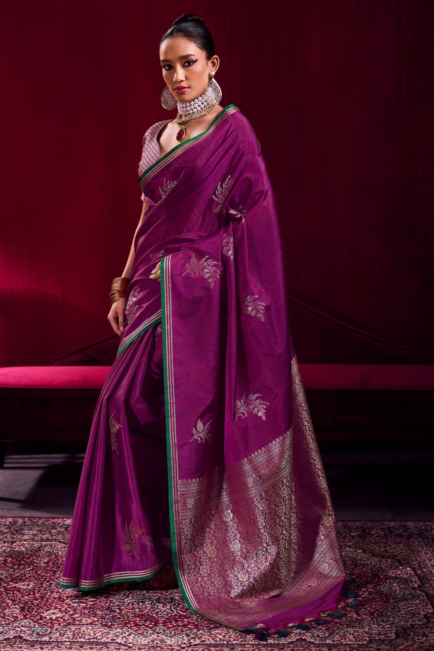 Buy MySilkLove Plum Purple Handloom Satin Soft Silk Saree Online